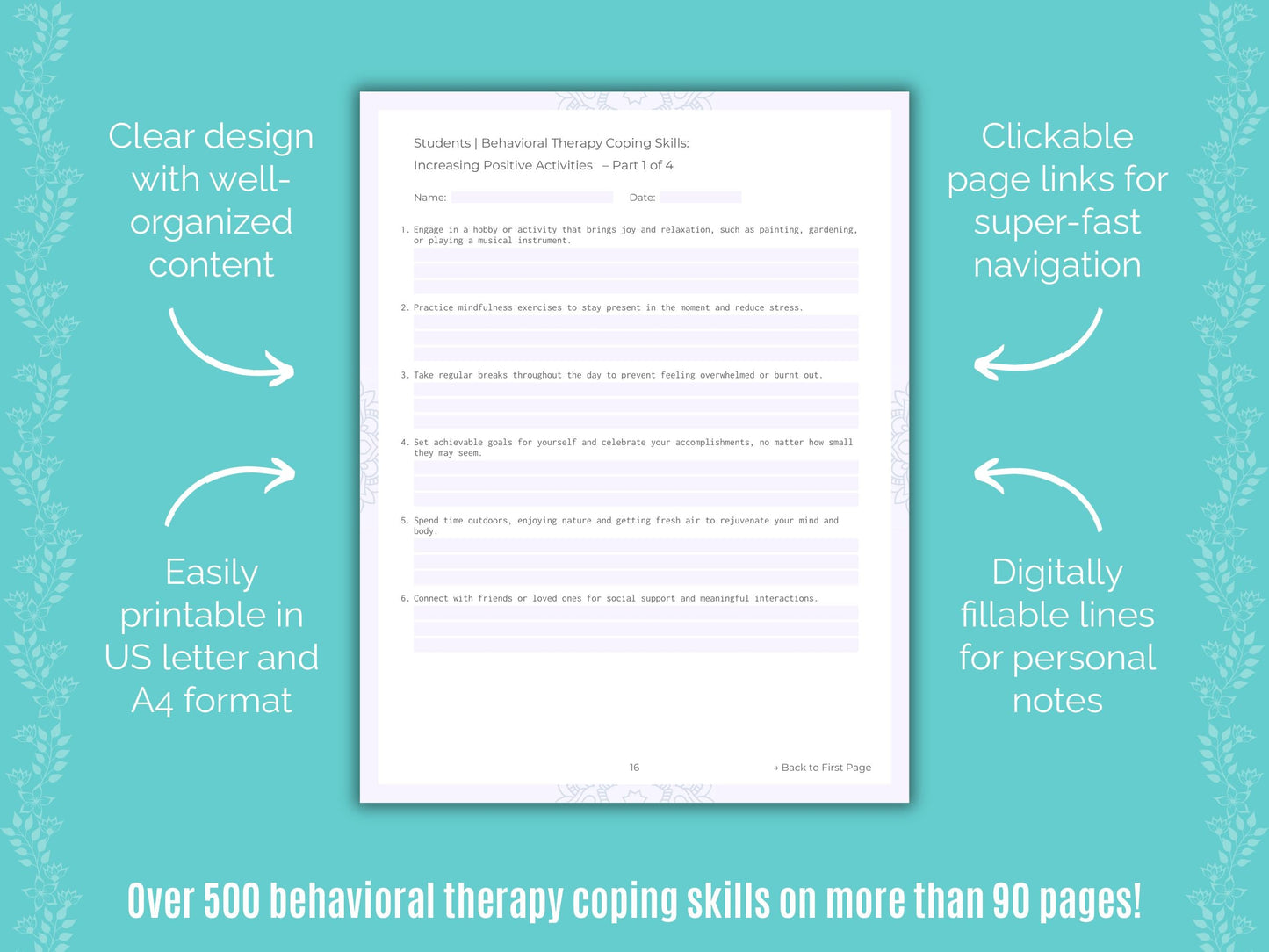 Students Behavioral Therapy Counseling Templates