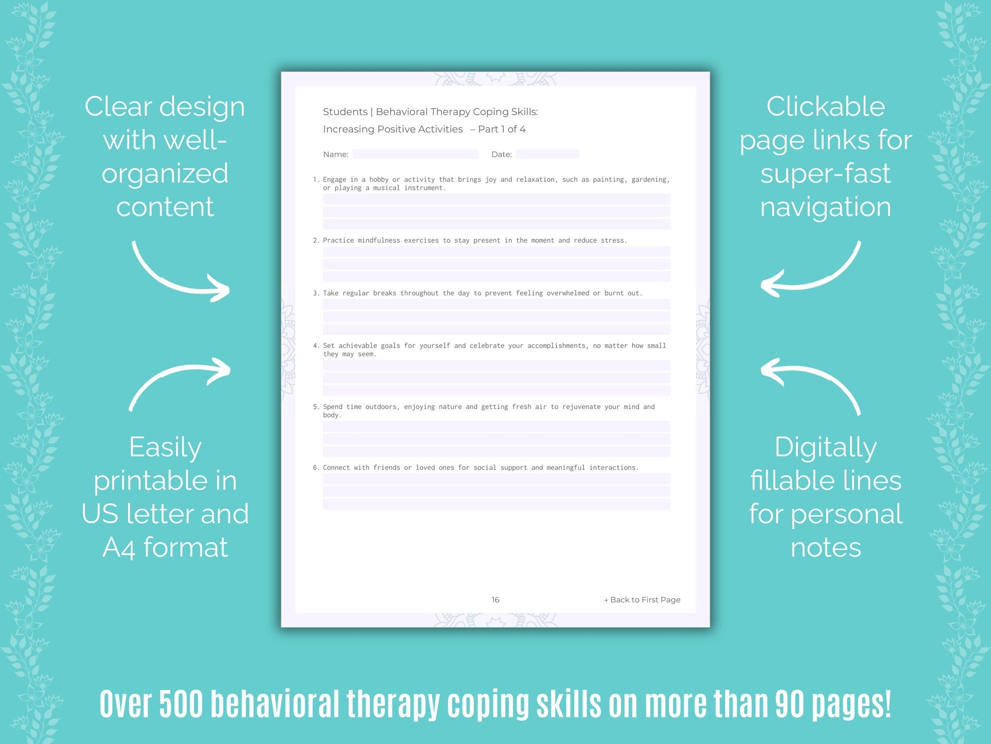 Students Behavioral Therapy Counseling Templates