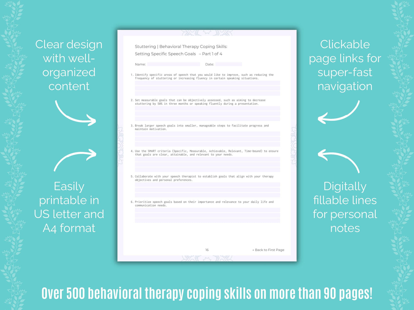 Stuttering Behavioral Therapy Counseling Templates