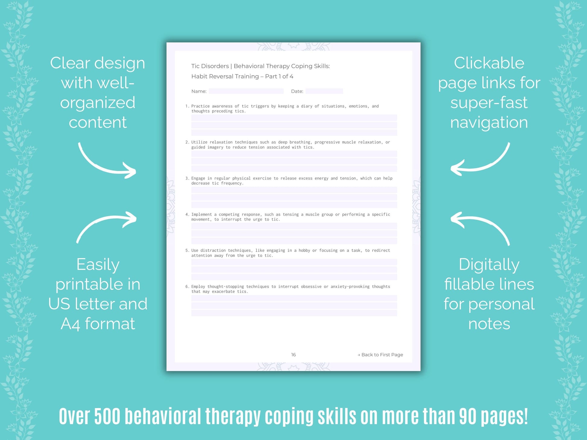 Tic Disorders Behavioral Therapy Counseling Templates