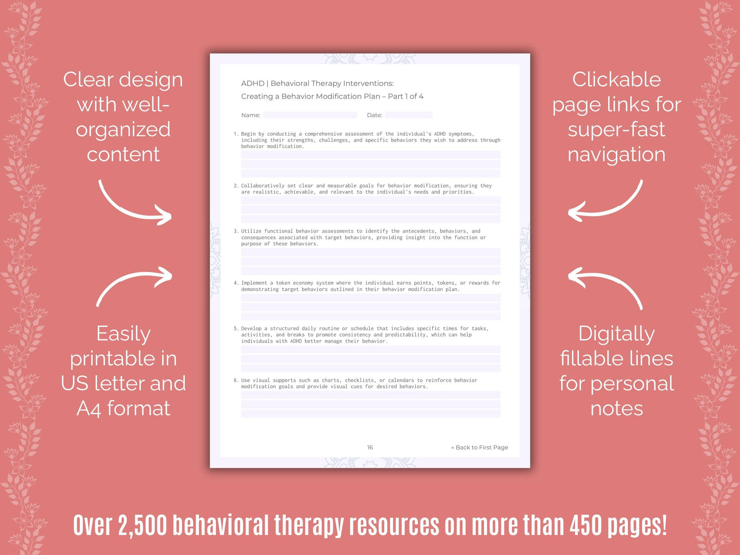 ADHD Behavioral Therapy Counseling Templates