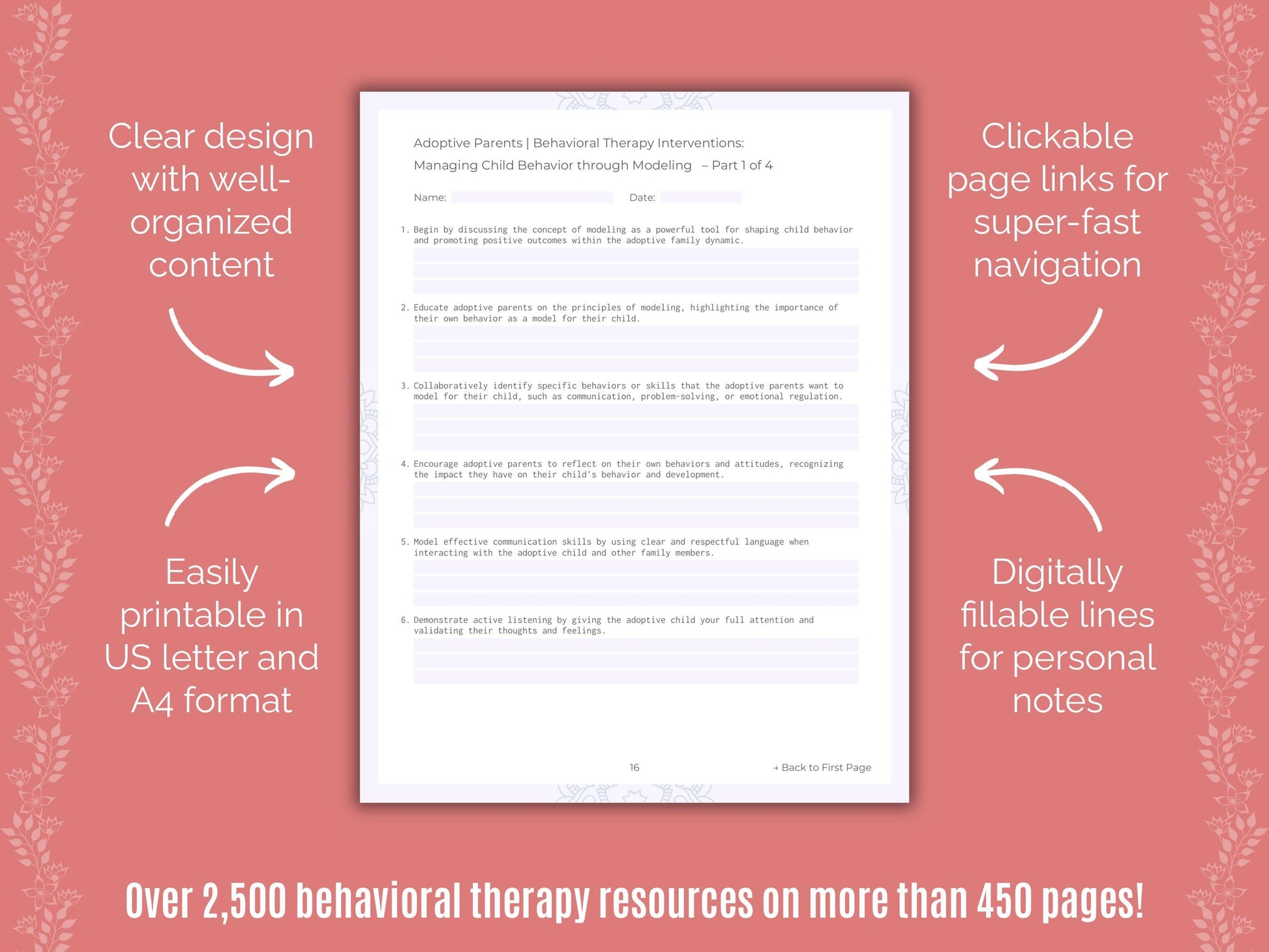 Adoptive Parents Behavioral Therapy Counseling Templates