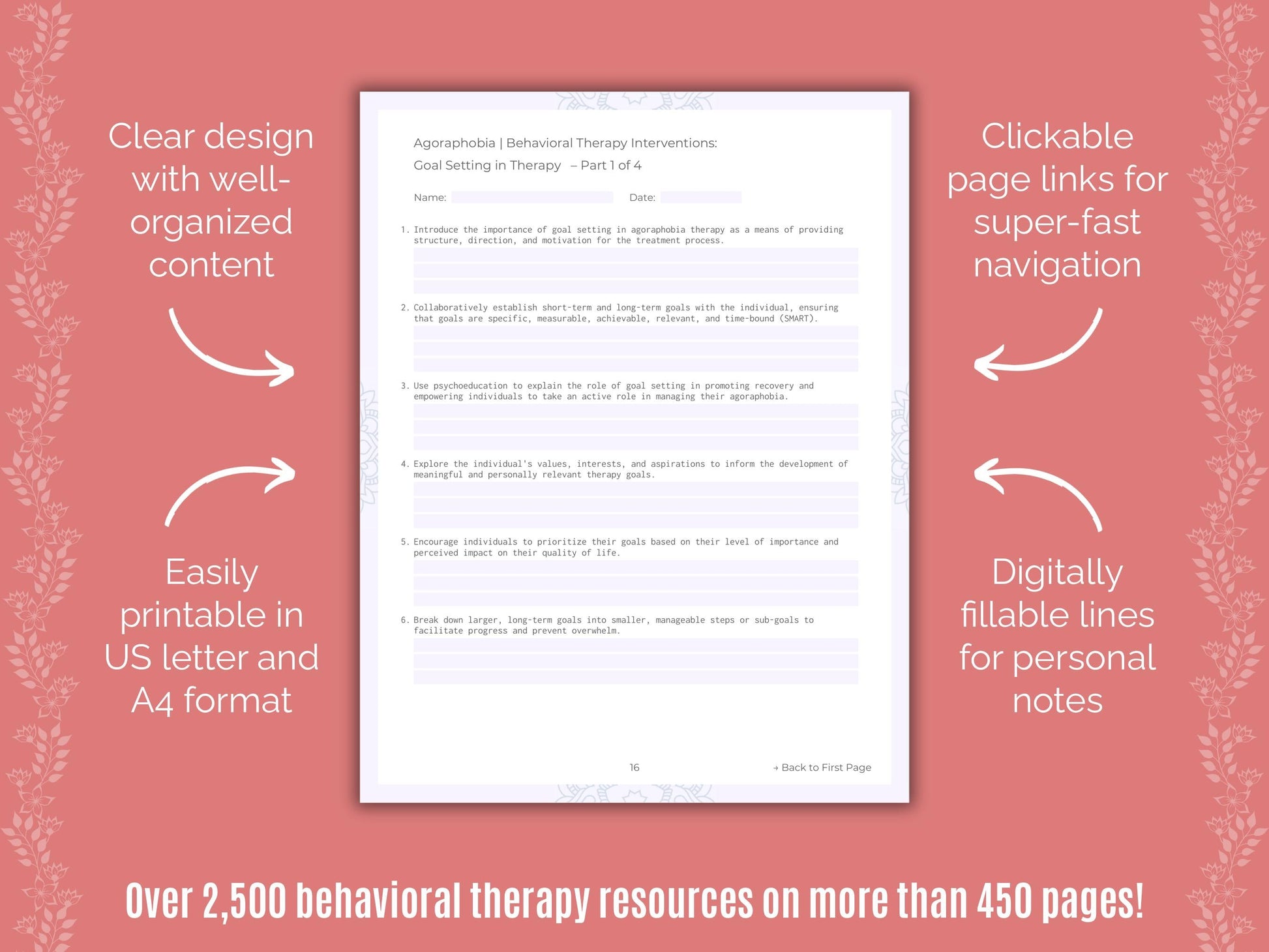 Agoraphobia Behavioral Therapy Counseling Templates