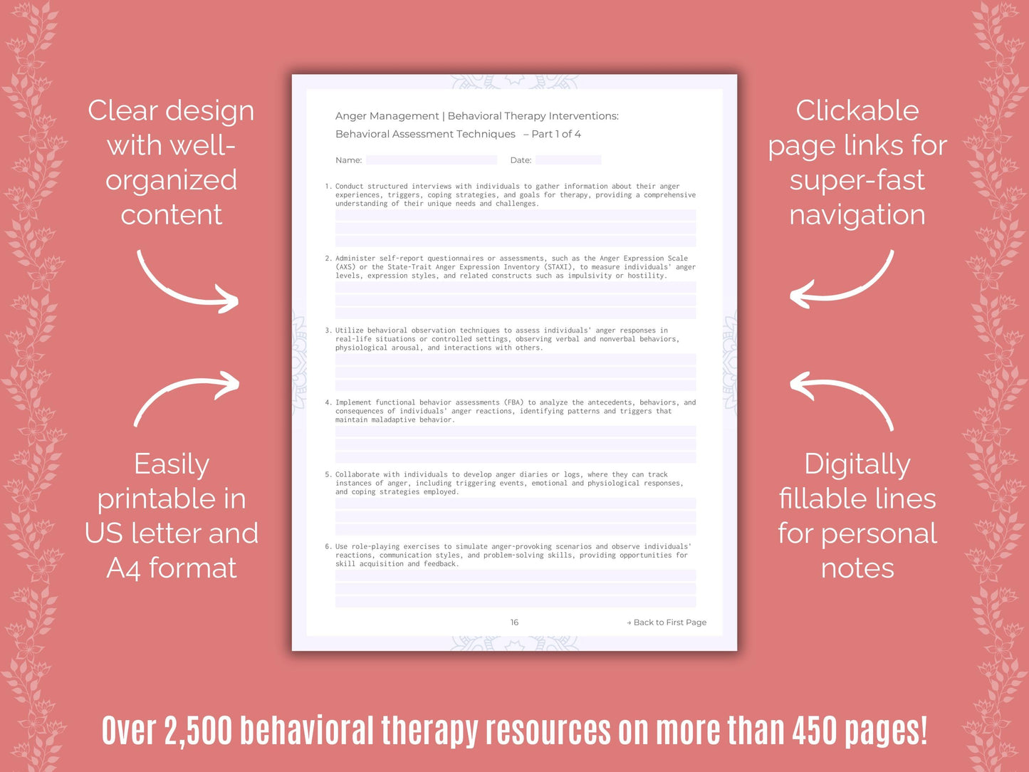 Anger Management Behavioral Therapy Counseling Templates