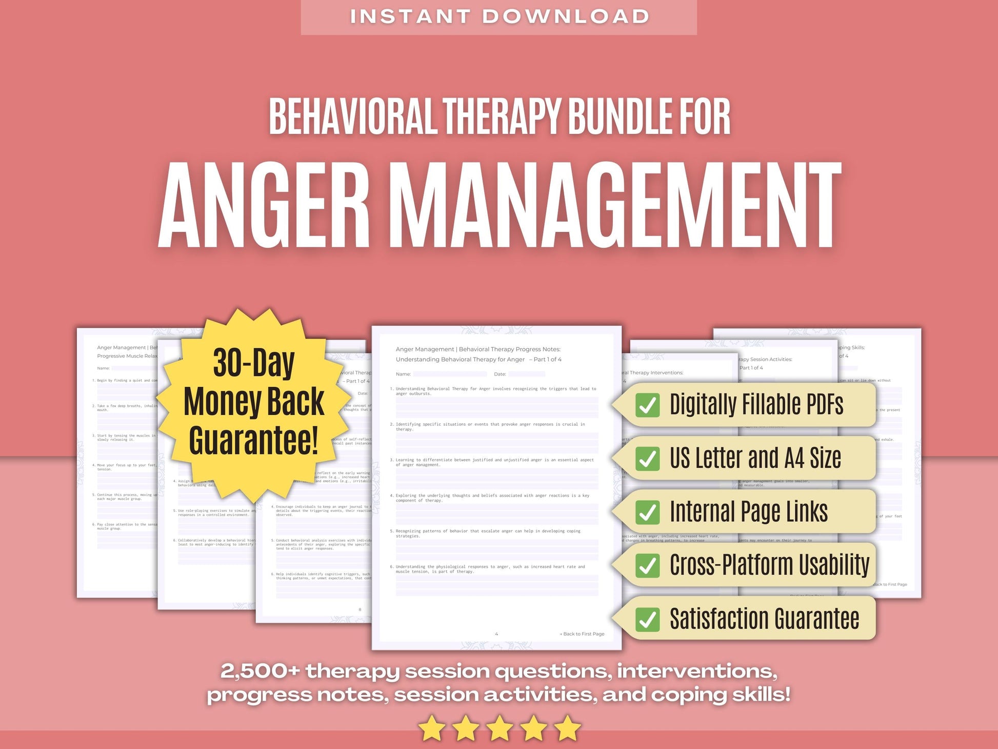 Anger Management Behavioral Therapy Psychology Workbooks