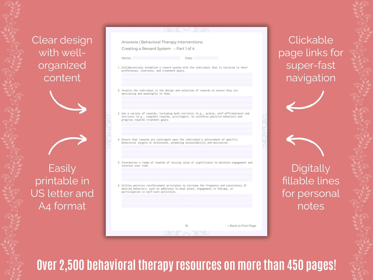 Anorexia Behavioral Therapy Counseling Templates