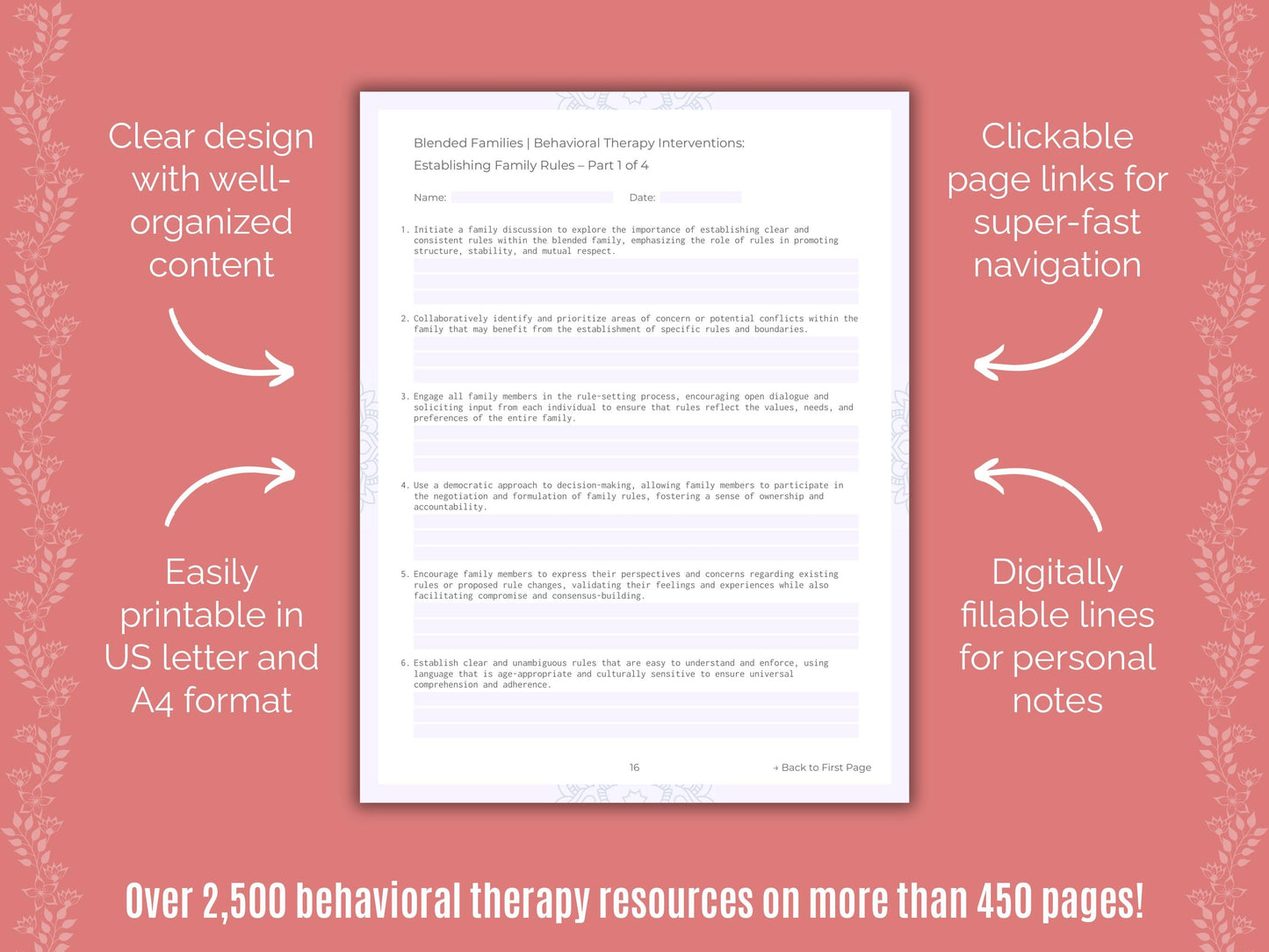 Blended Families Behavioral Therapy Counseling Templates