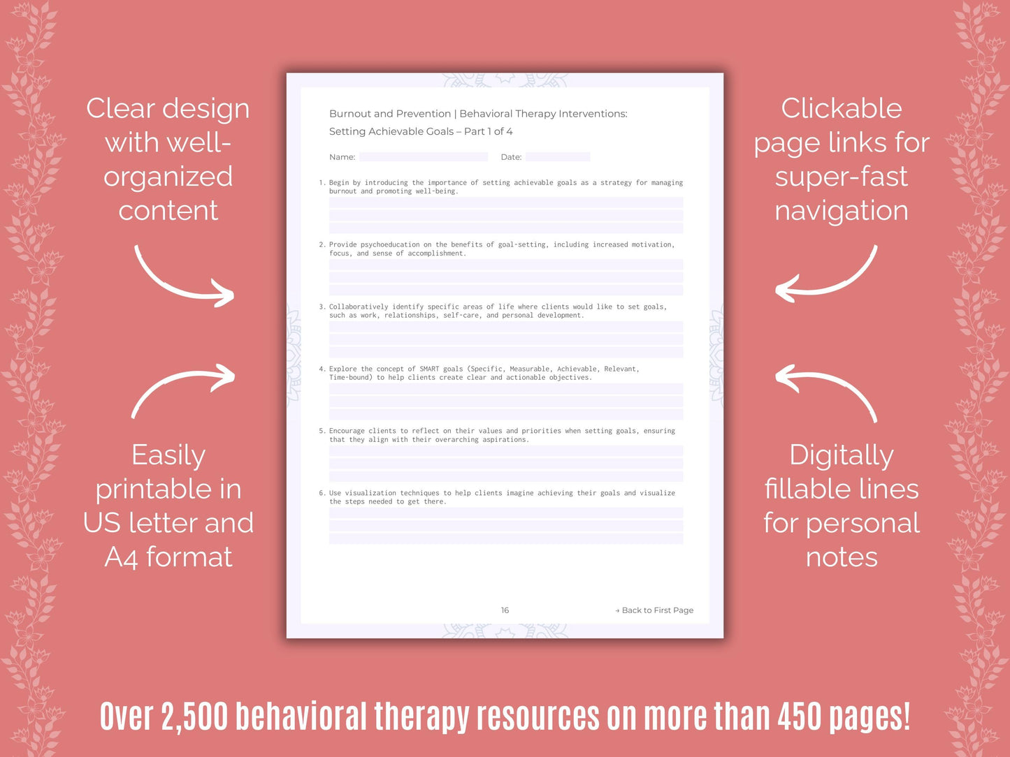 Burnout and Prevention Behavioral Therapy Counseling Templates