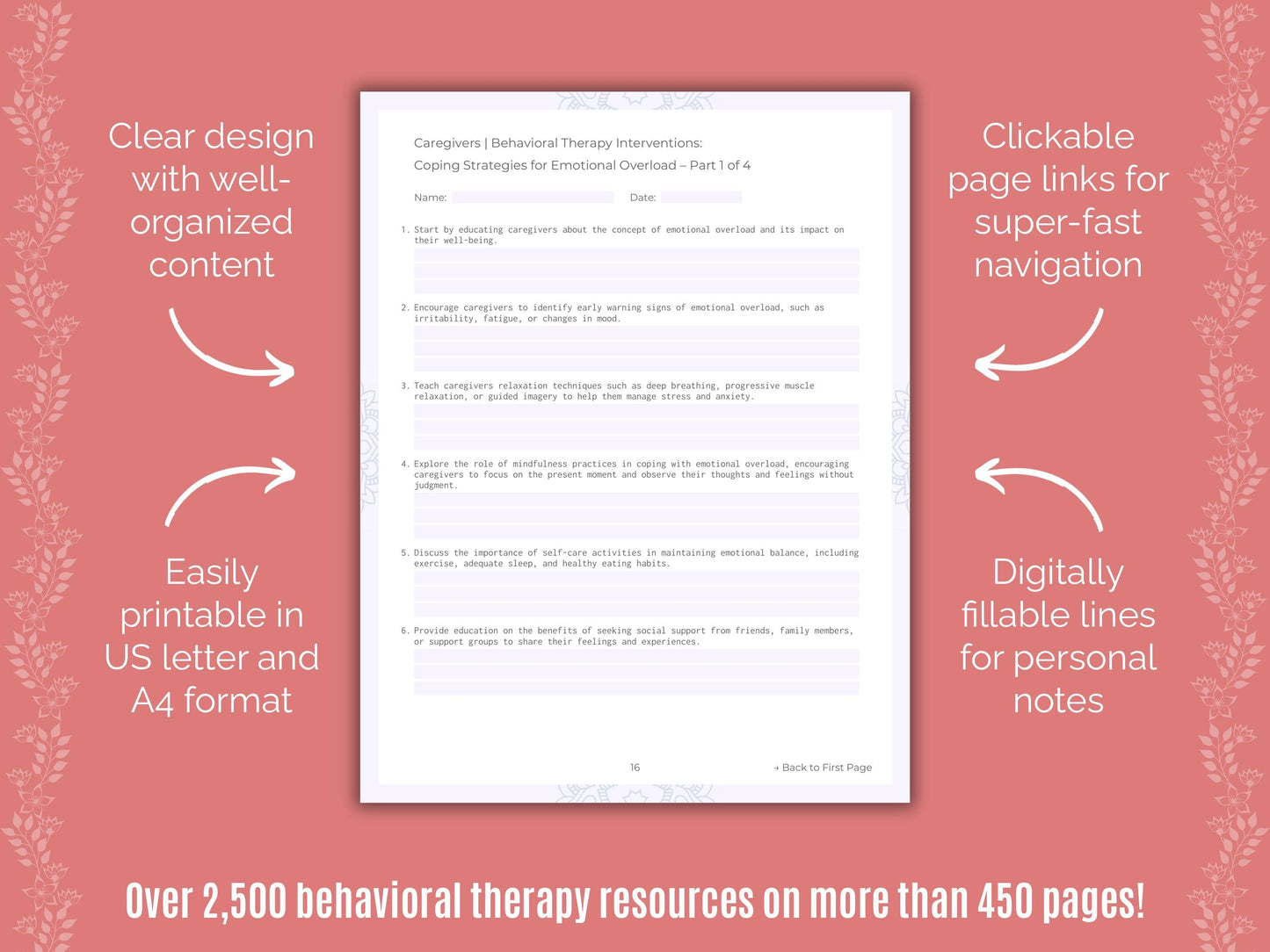 Caregivers Behavioral Therapy Counseling Templates