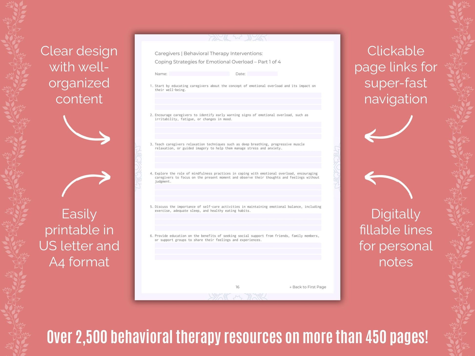 Caregivers Behavioral Therapy Counseling Templates