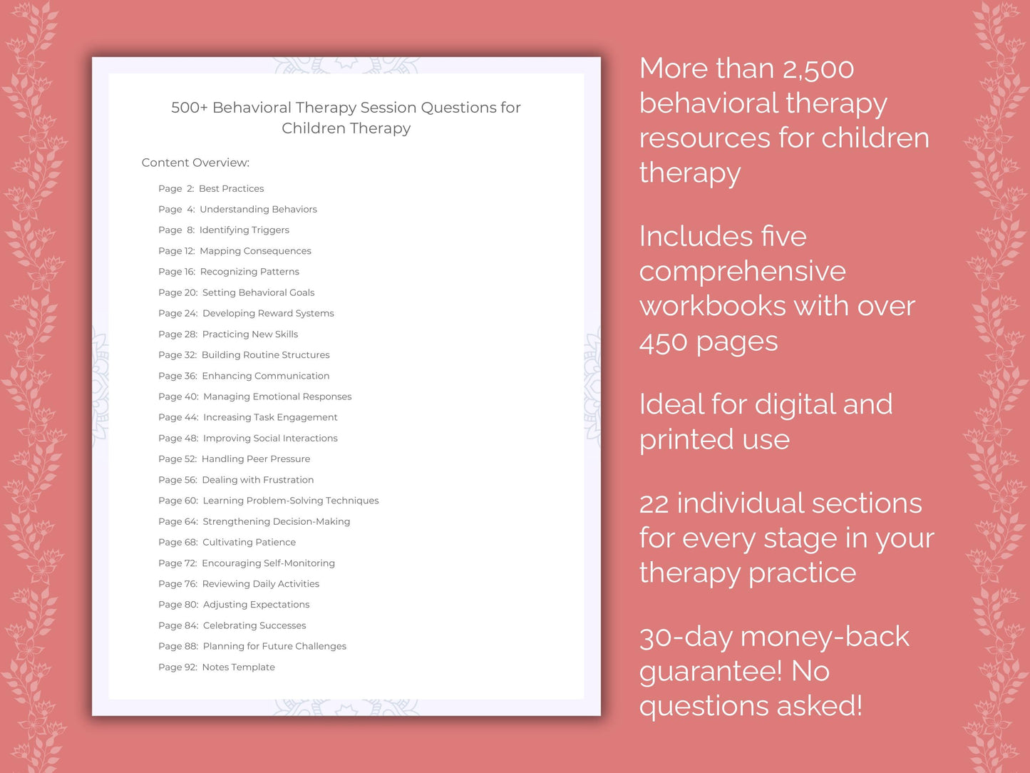 Children Behavioral Therapy Therapist Worksheets