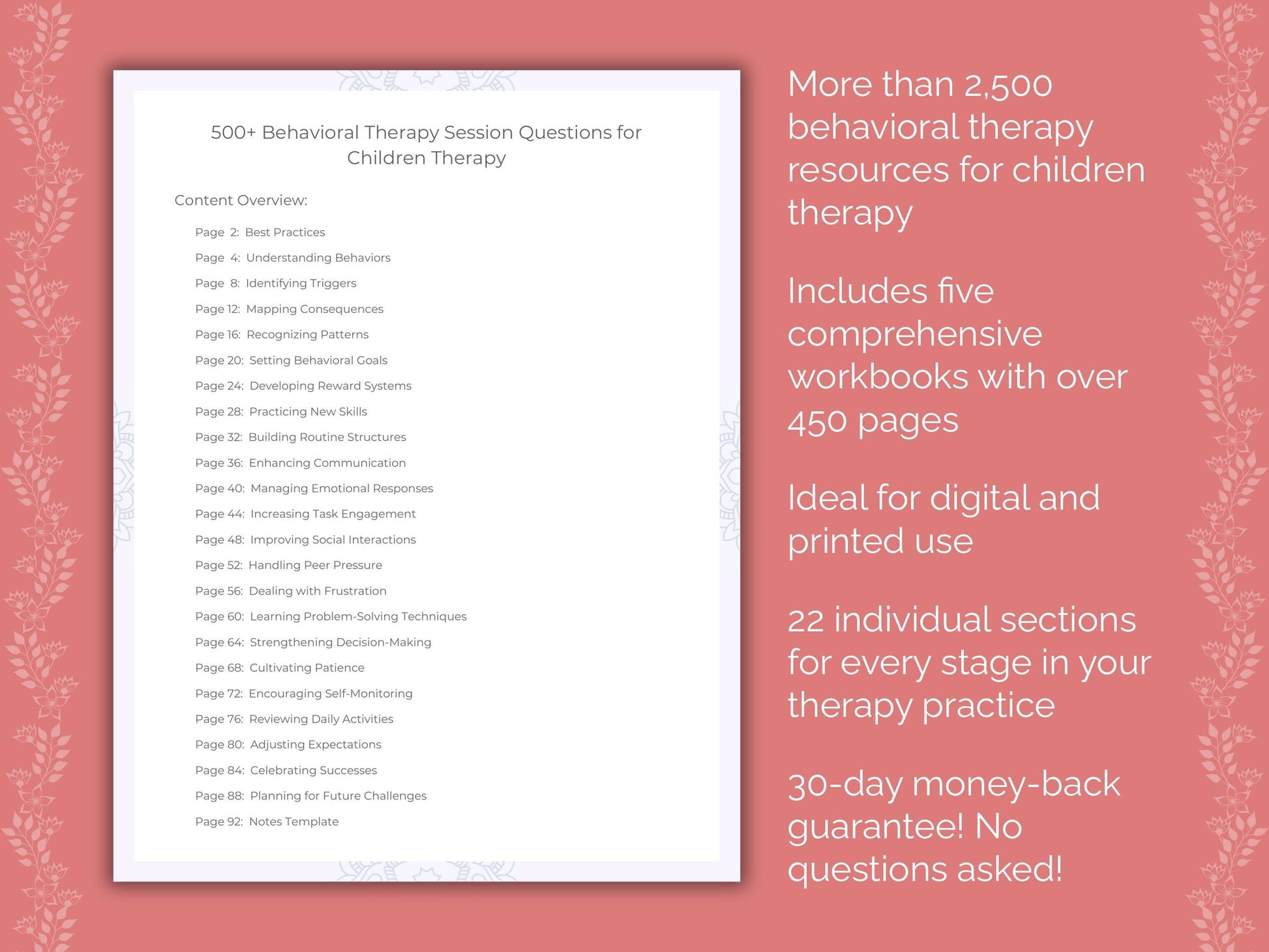 Children Behavioral Therapy Therapist Worksheets