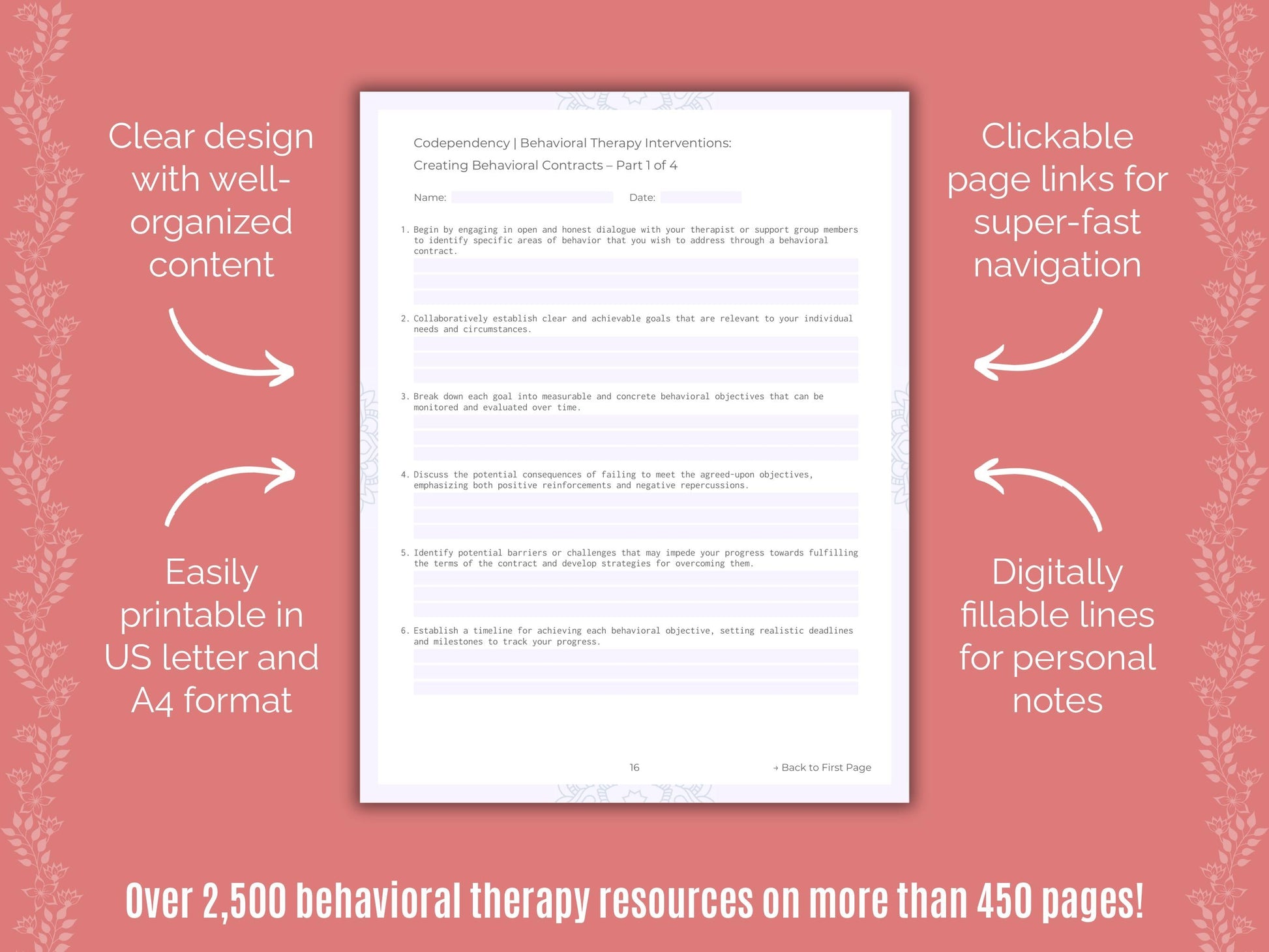 Codependency Behavioral Therapy Counseling Templates