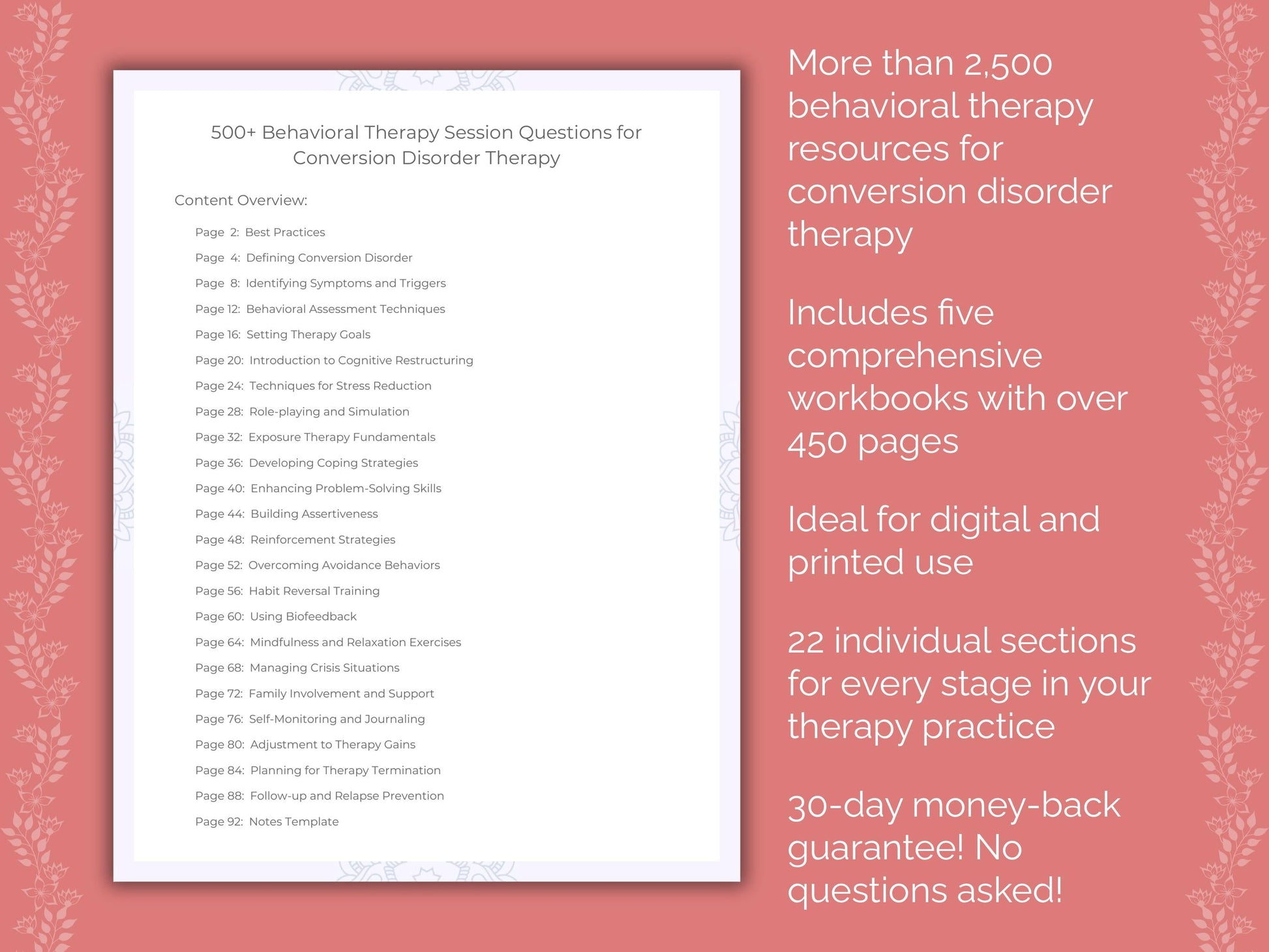 Conversion Disorder Behavioral Therapy Therapist Worksheets