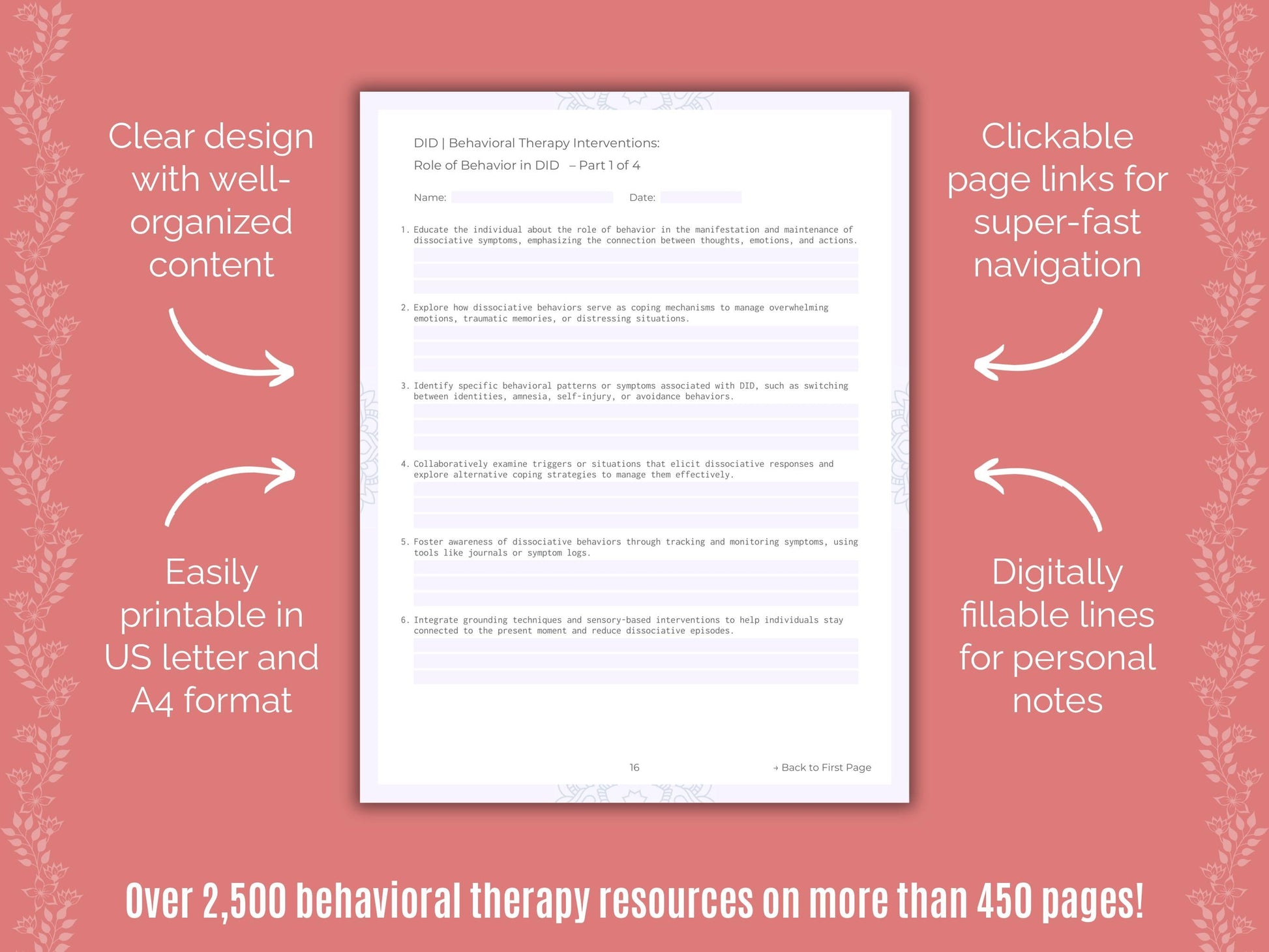 Dissociative Identity Disorder (DID) Behavioral Therapy Counseling Templates