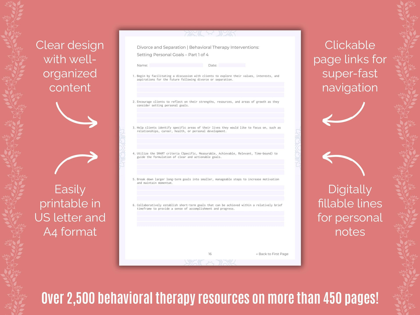 Divorce and Separation Behavioral Therapy Counseling Templates