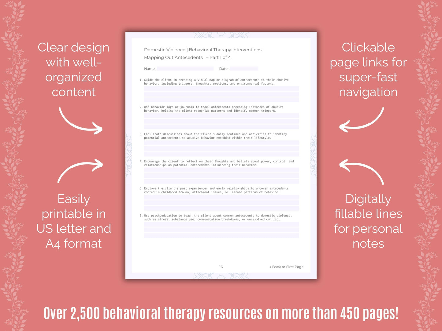 Domestic Violence Behavioral Therapy Counseling Templates