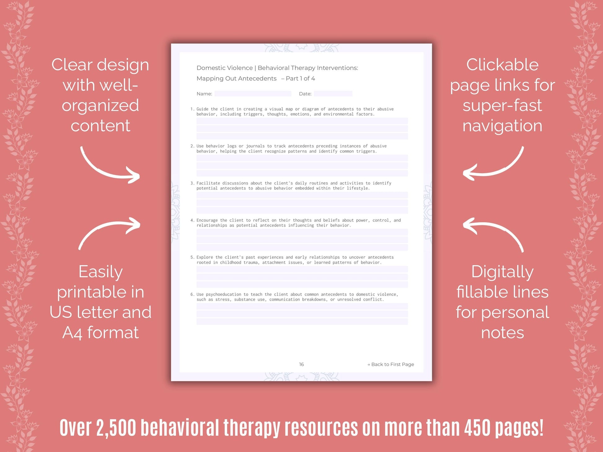 Domestic Violence Behavioral Therapy Counseling Templates