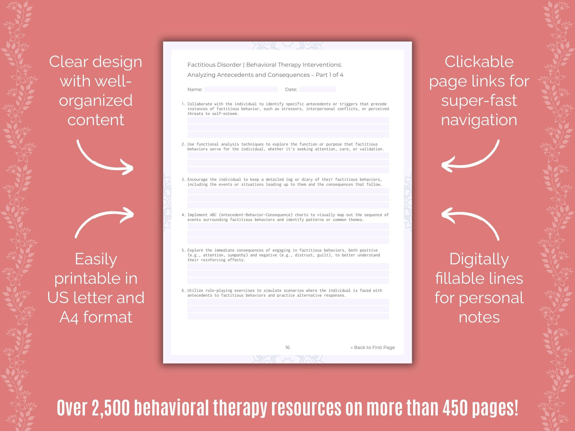 Factitious Disorder Behavioral Therapy Counseling Templates