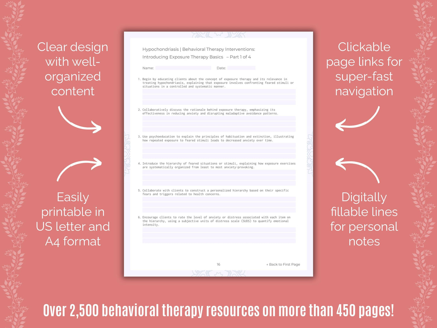 Hypochondriasis Behavioral Therapy Counseling Templates