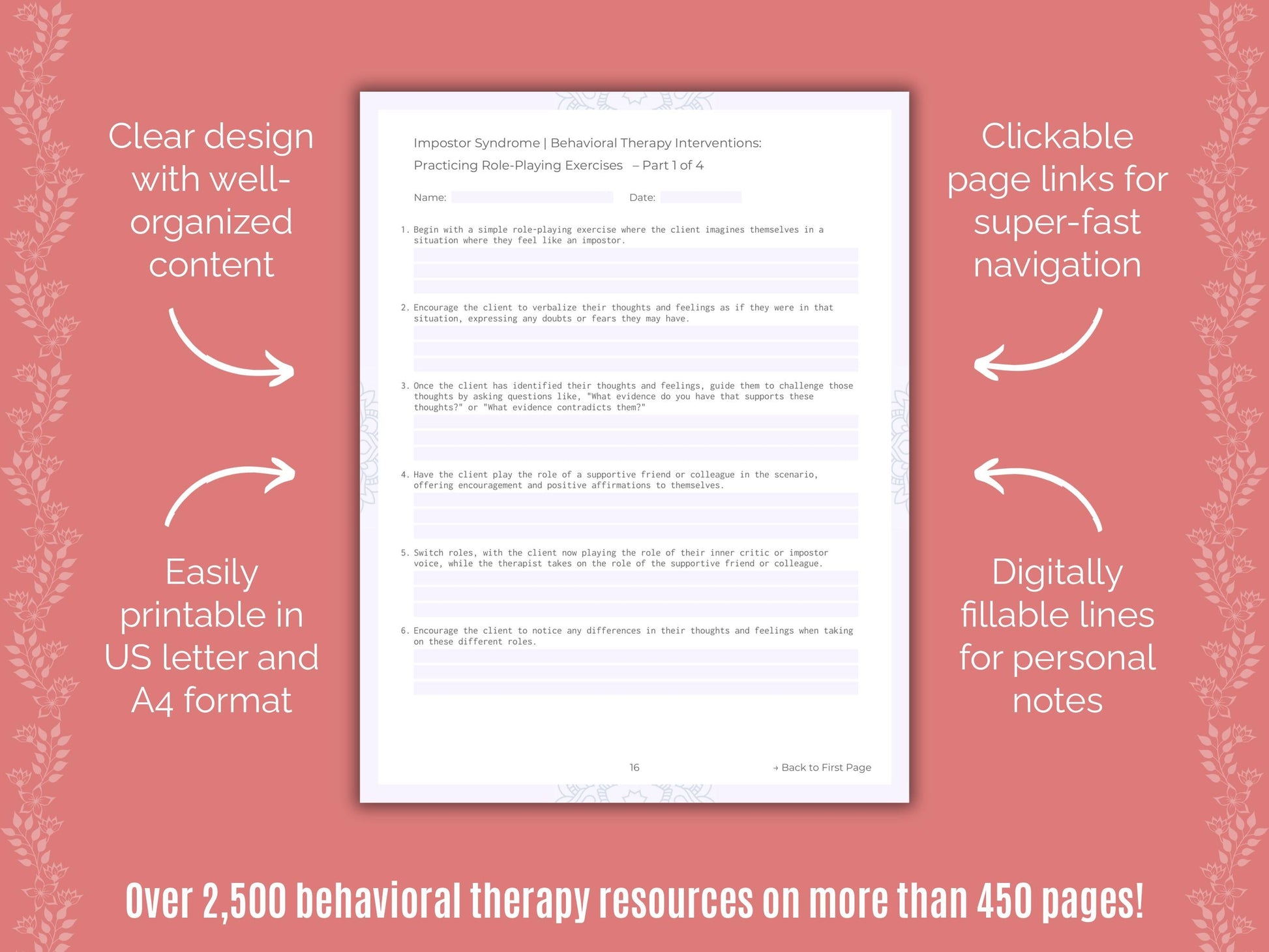 Impostor Syndrome Behavioral Therapy Counseling Templates