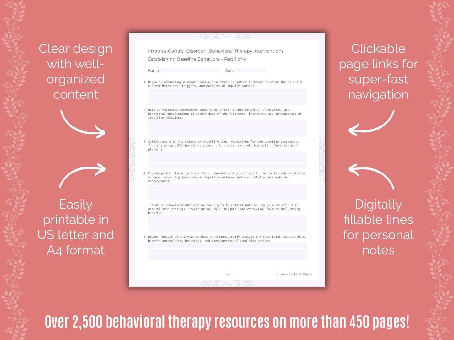 Impulse-Control Disorder (ICD) Behavioral Therapy Counseling Templates