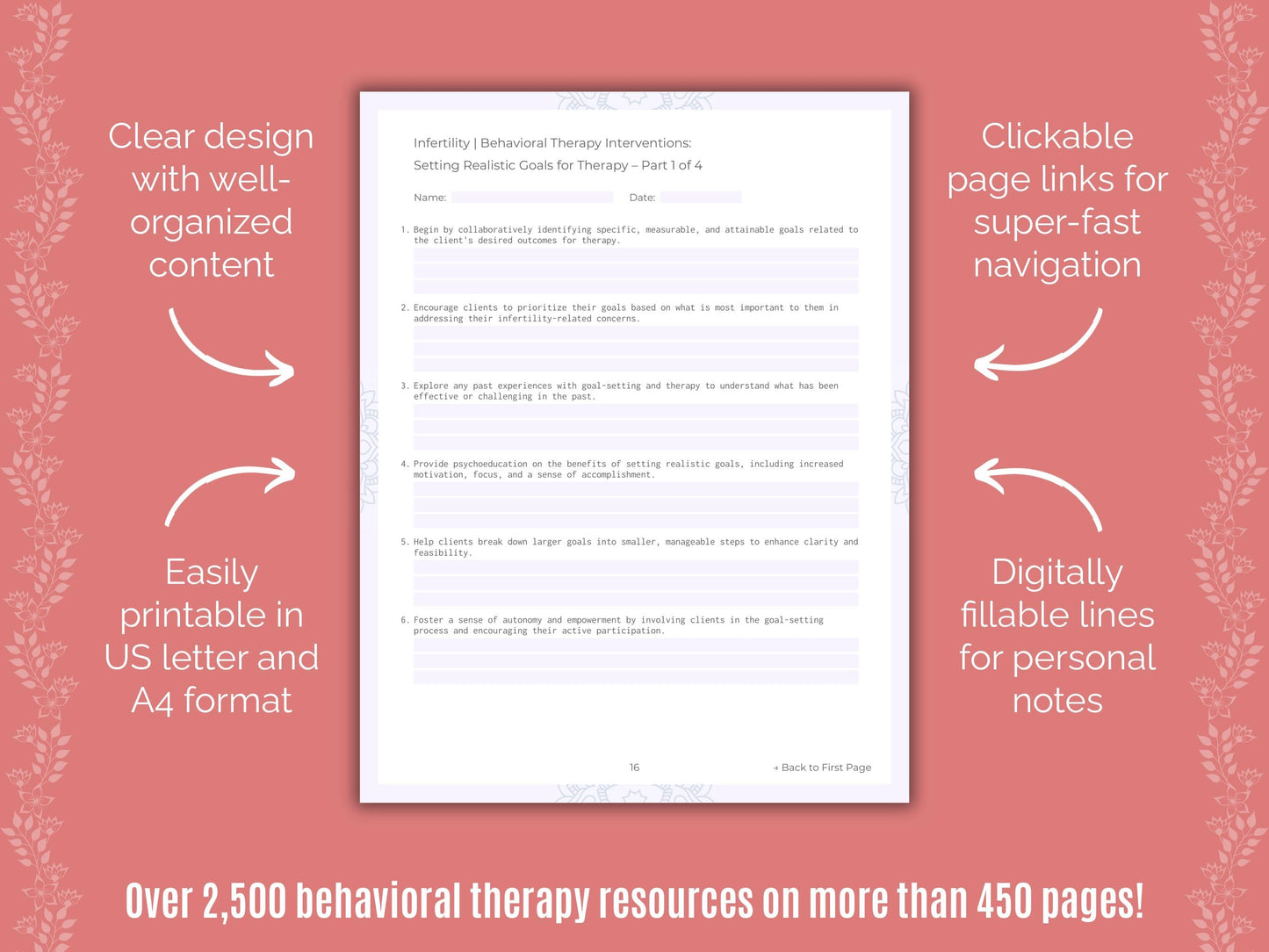 Infertility Behavioral Therapy Counseling Templates