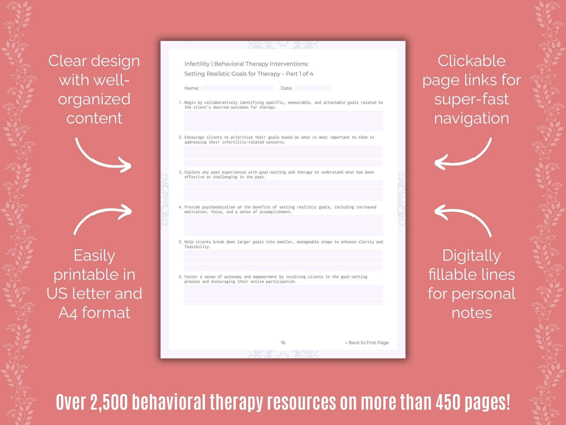 Infertility Behavioral Therapy Counseling Templates