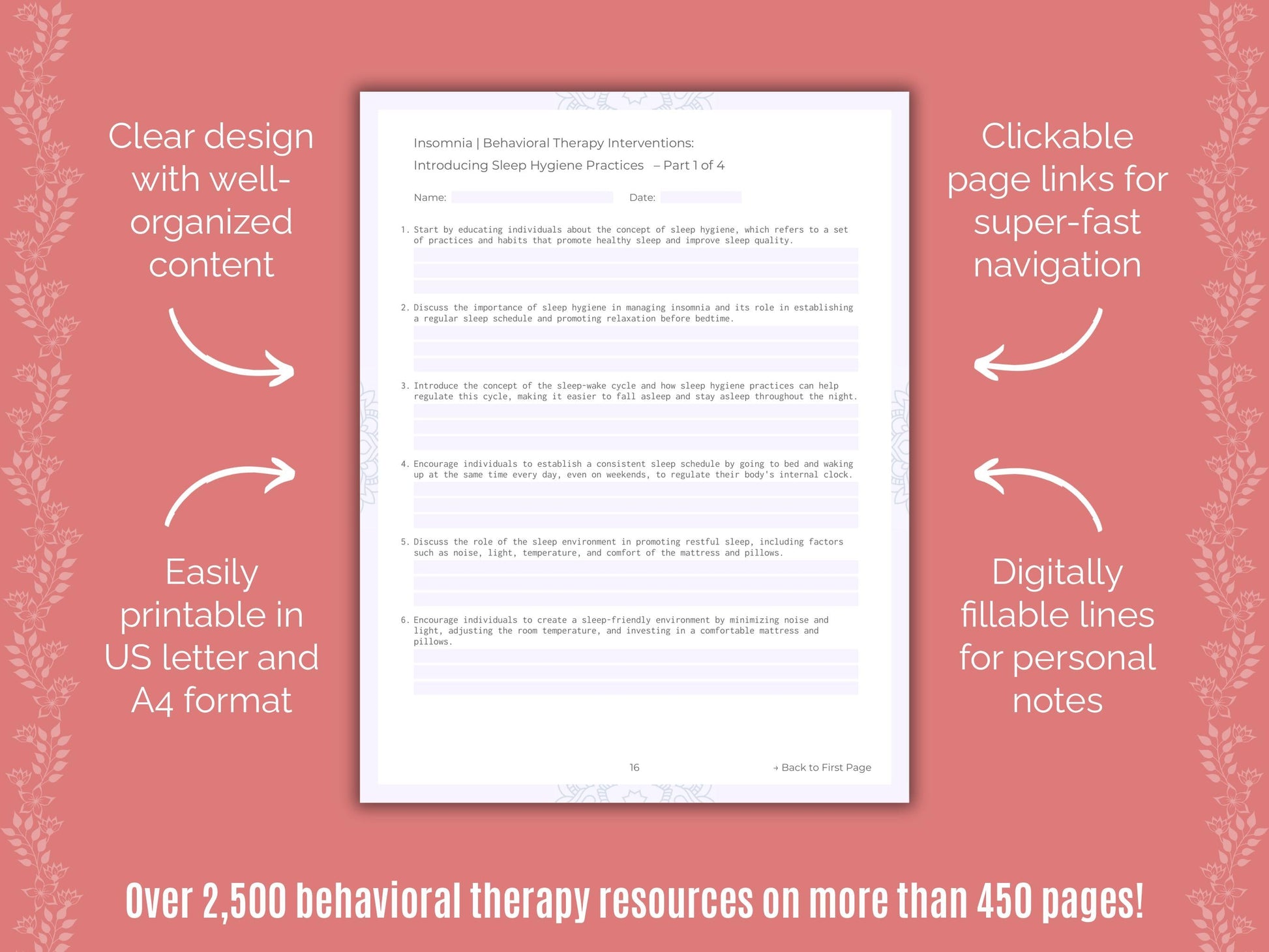 Insomnia Behavioral Therapy Counseling Templates