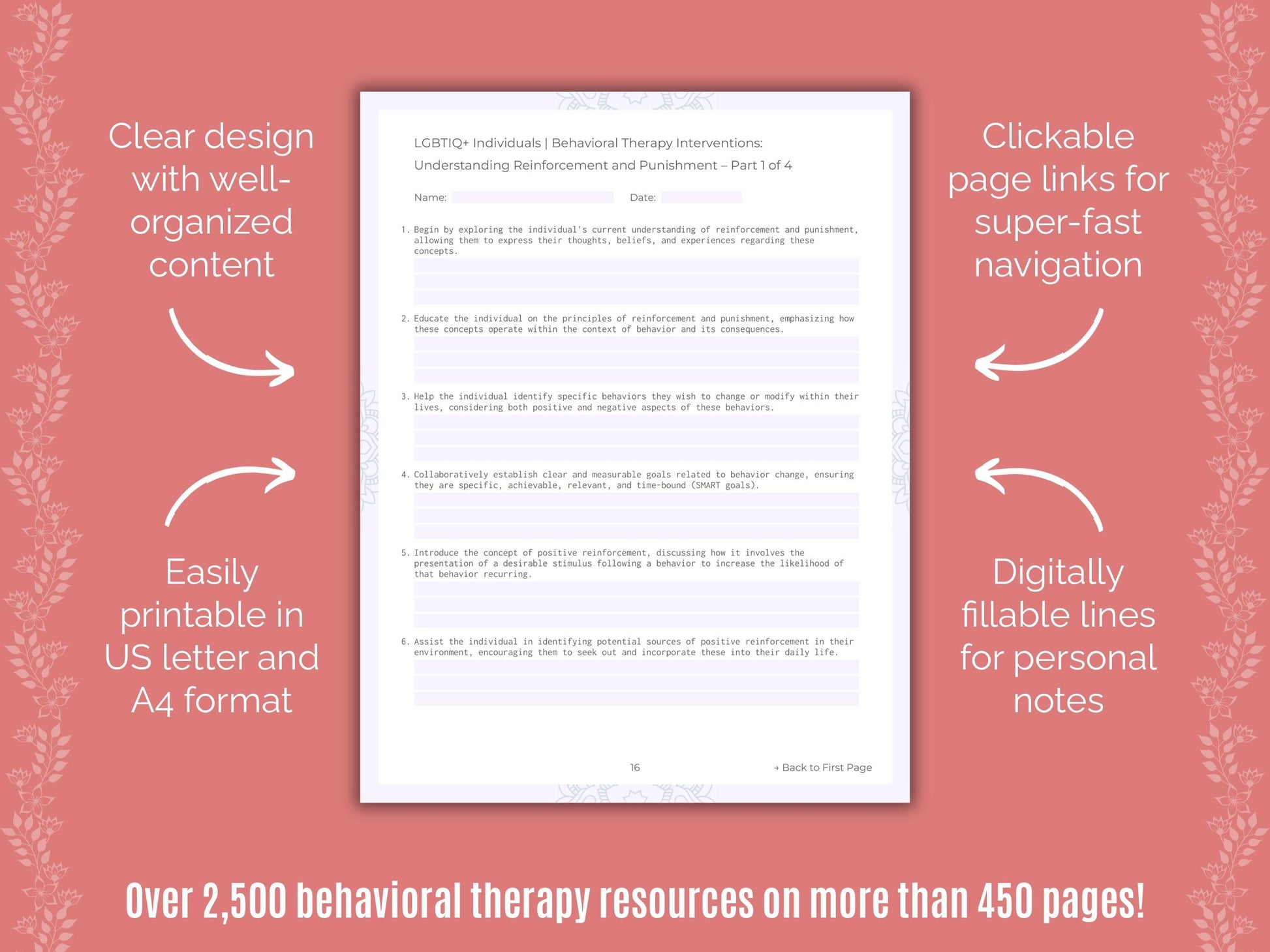 LGBTIQ+ Individuals Behavioral Therapy Counseling Templates