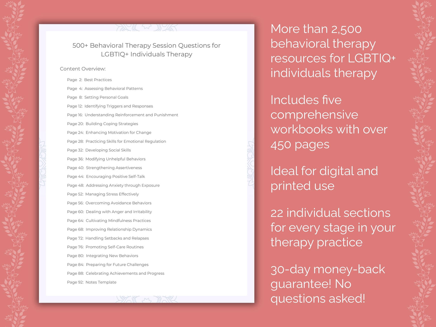 LGBTIQ+ Individuals Behavioral Therapy Therapist Worksheets