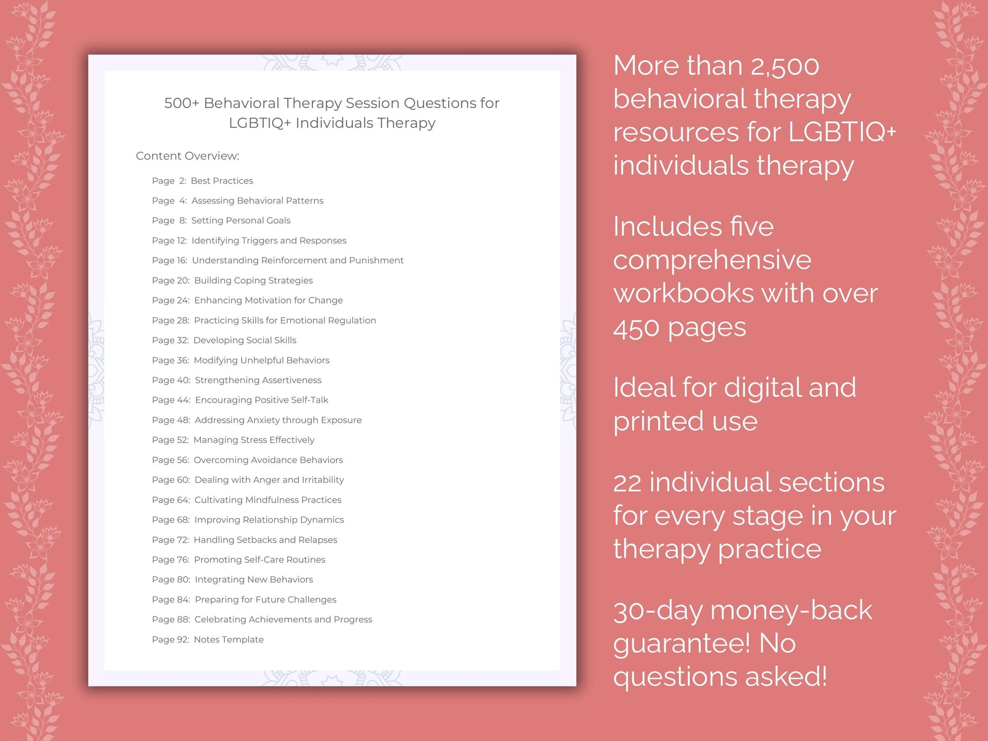 LGBTIQ+ Individuals Behavioral Therapy Therapist Worksheets