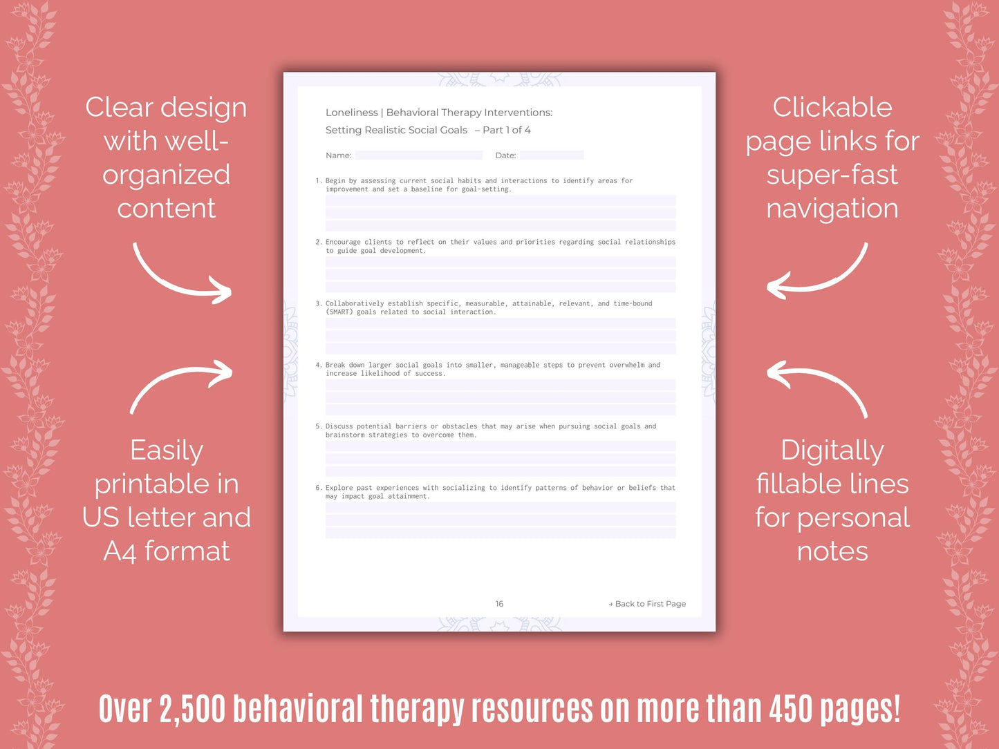 Loneliness Behavioral Therapy Counseling Templates