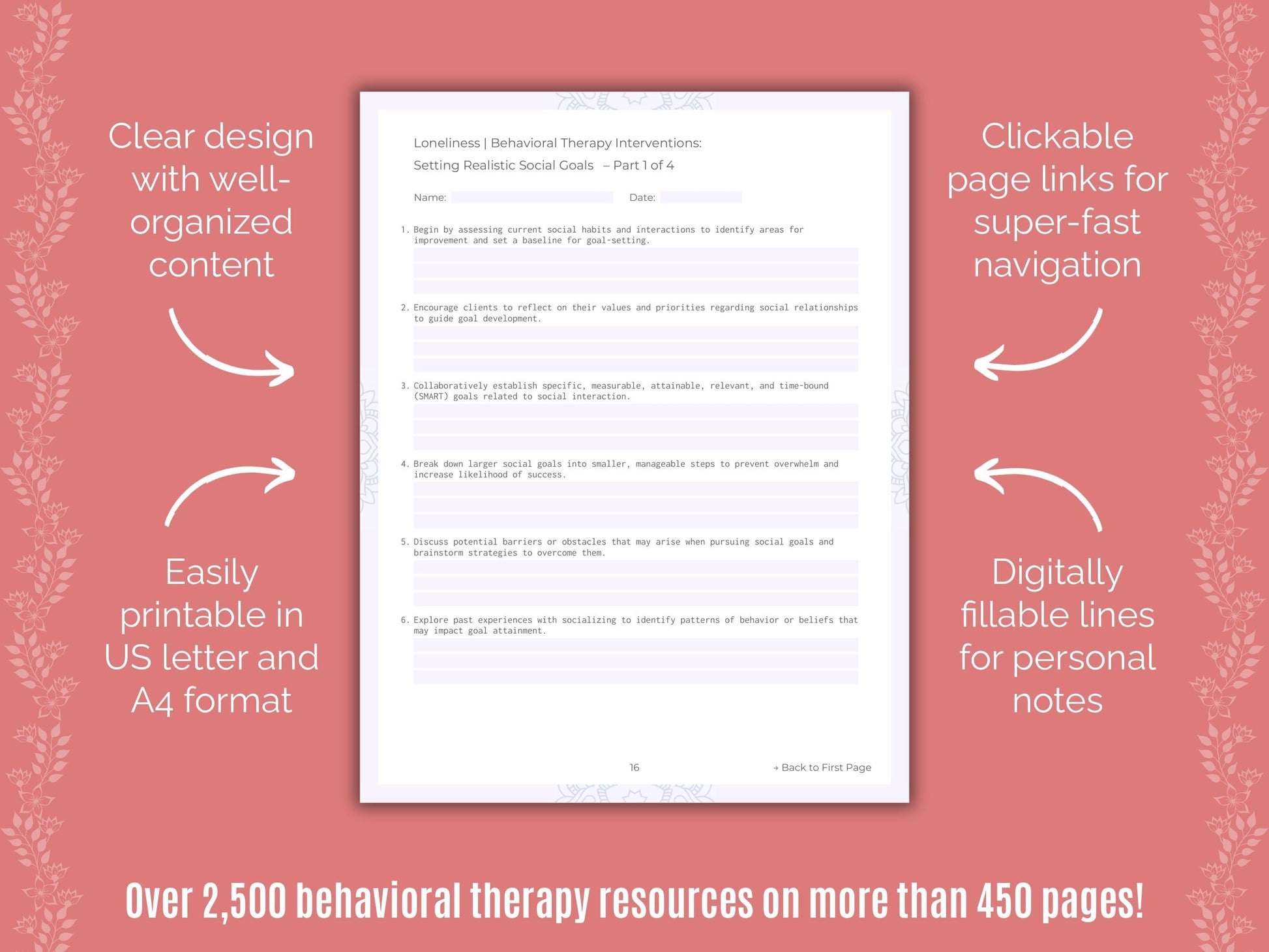 Loneliness Behavioral Therapy Counseling Templates