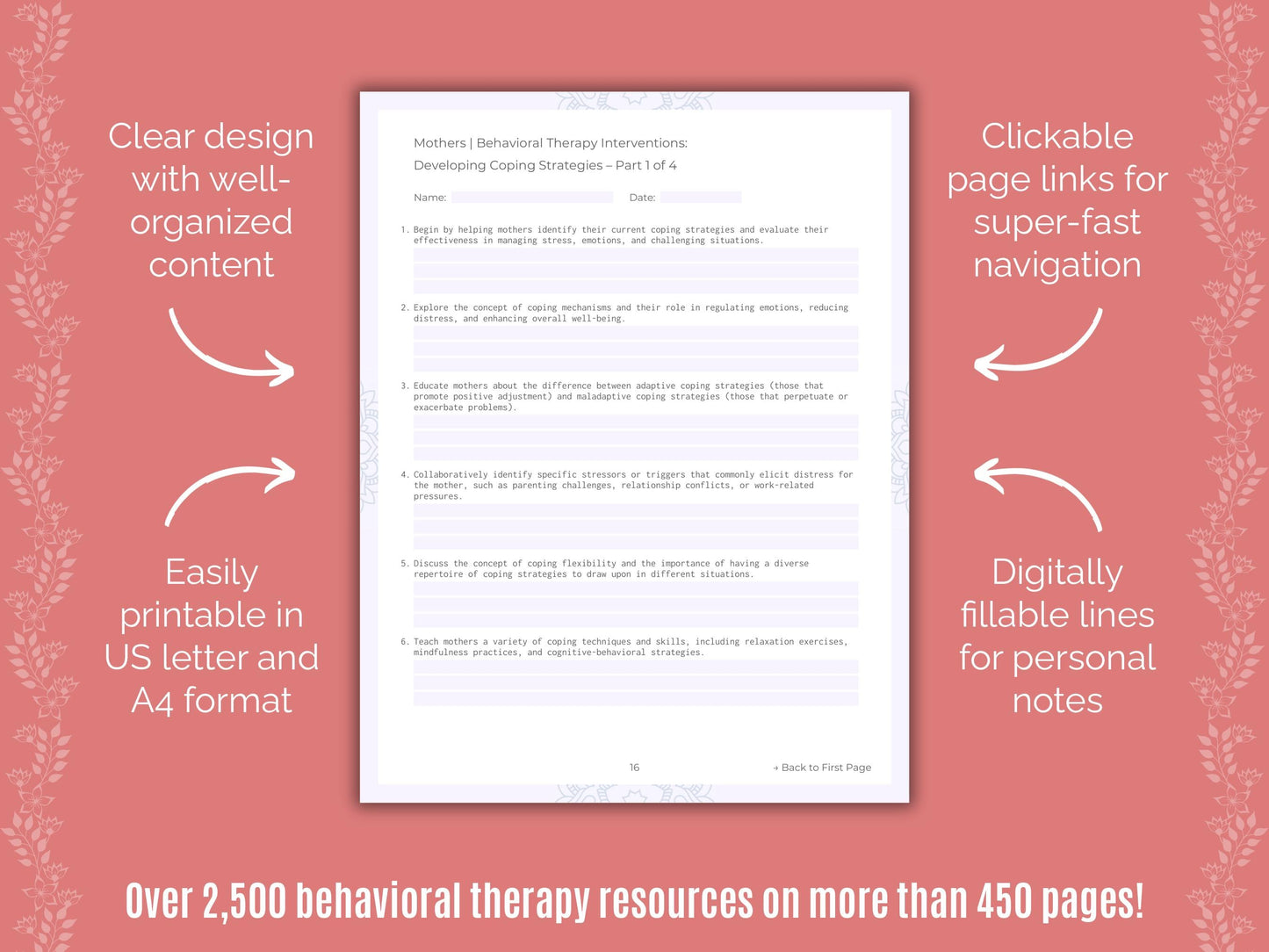 Mothers Behavioral Therapy Counseling Templates