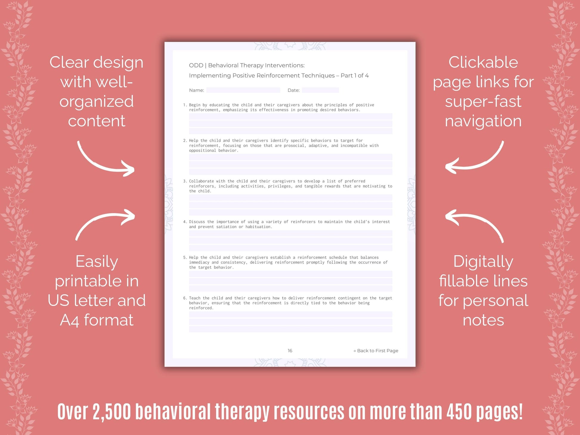 Oppositional Defiant Disorder (ODD) Behavioral Therapy Counseling Templates