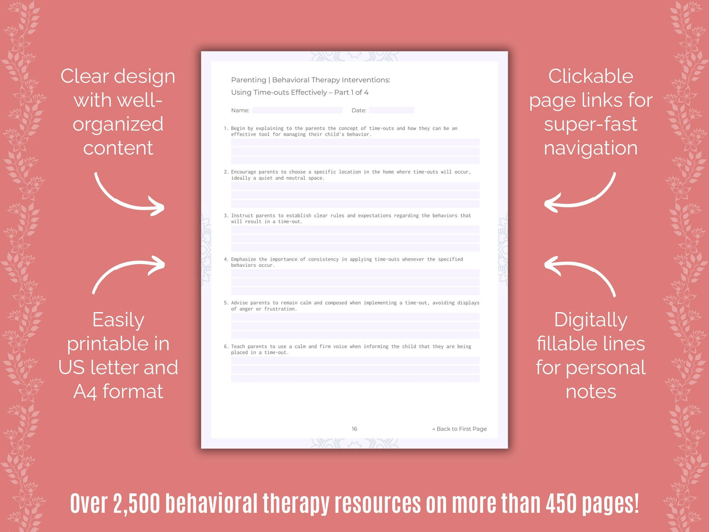 Parenting Behavioral Therapy Counseling Templates