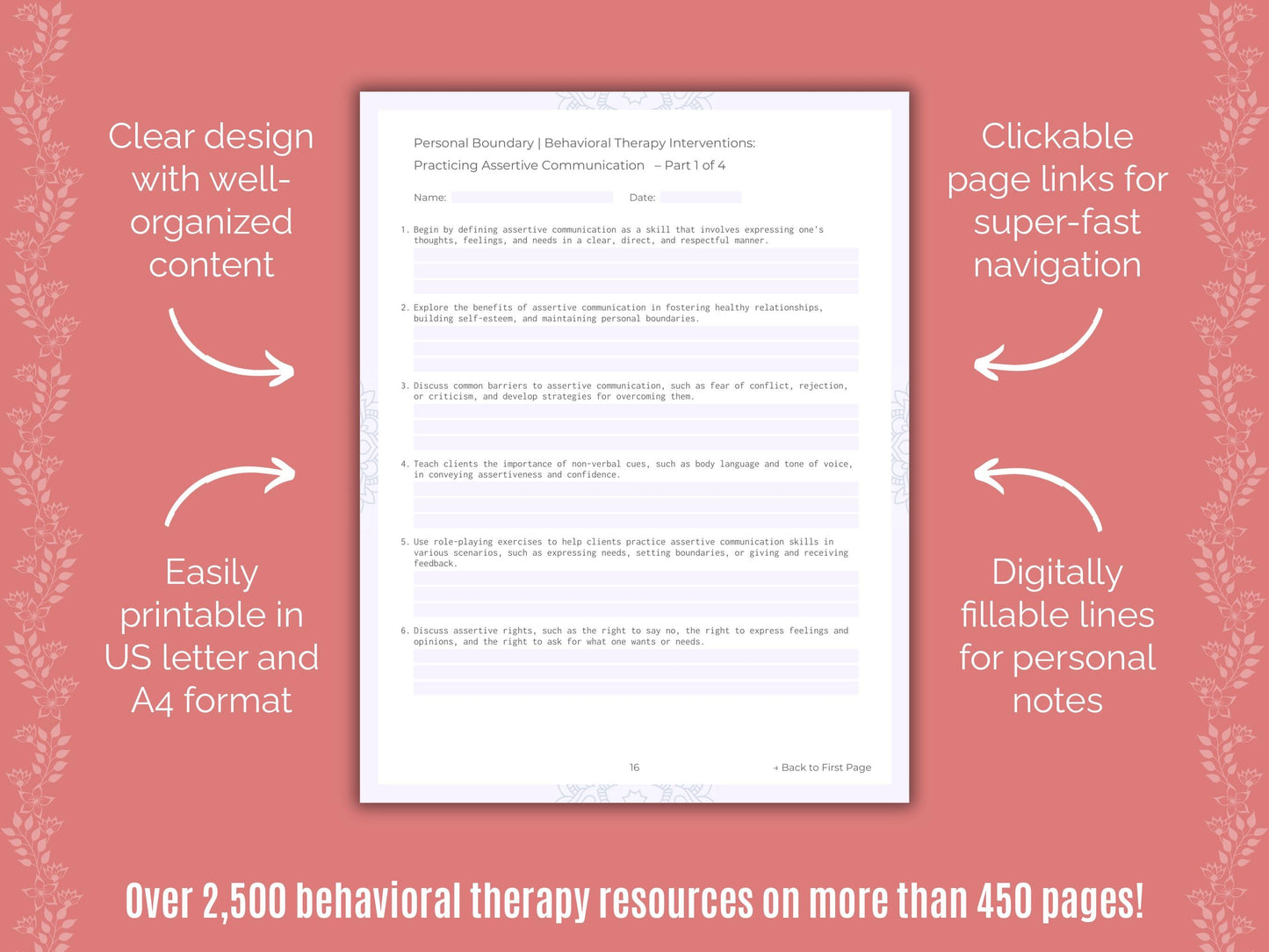 Personal Boundary Behavioral Therapy Counseling Templates