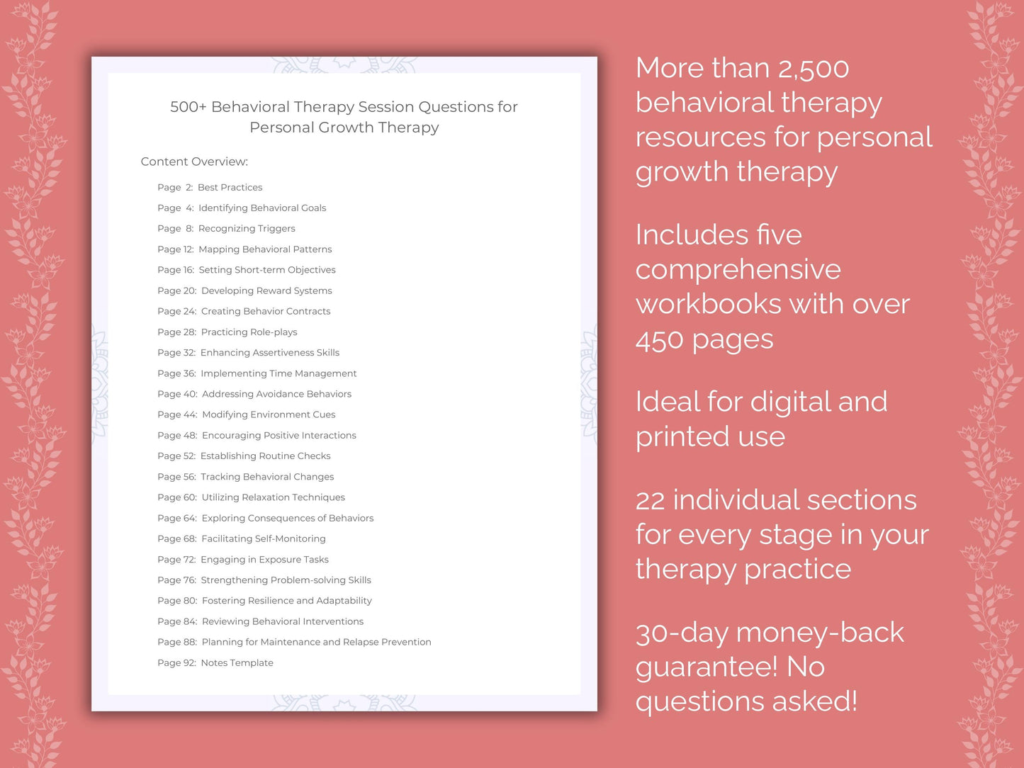 Personal Growth Behavioral Therapy Therapist Worksheets