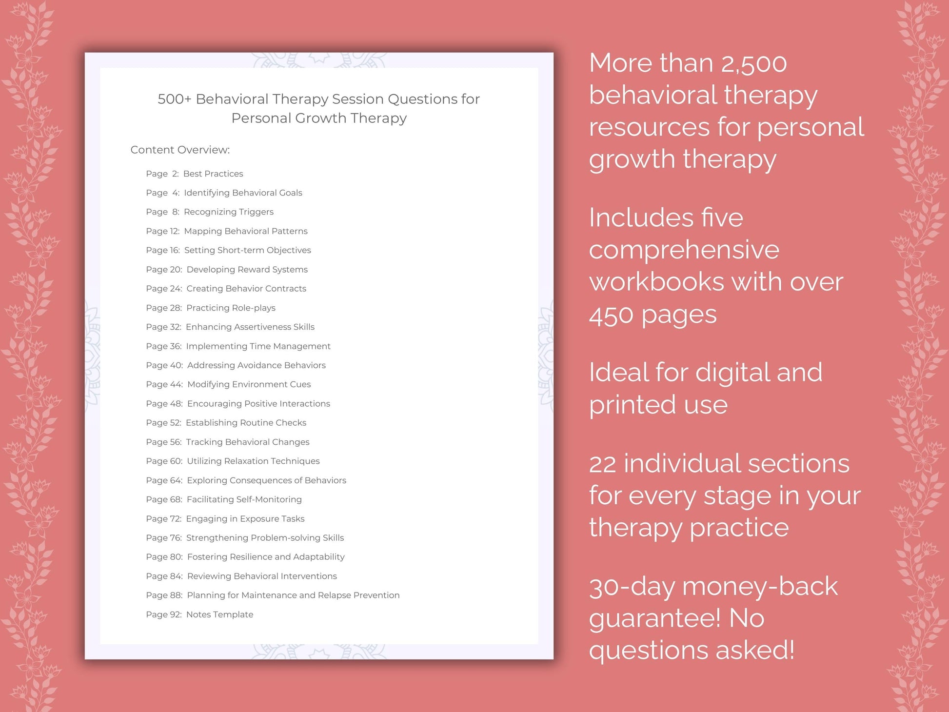 Personal Growth Behavioral Therapy Therapist Worksheets