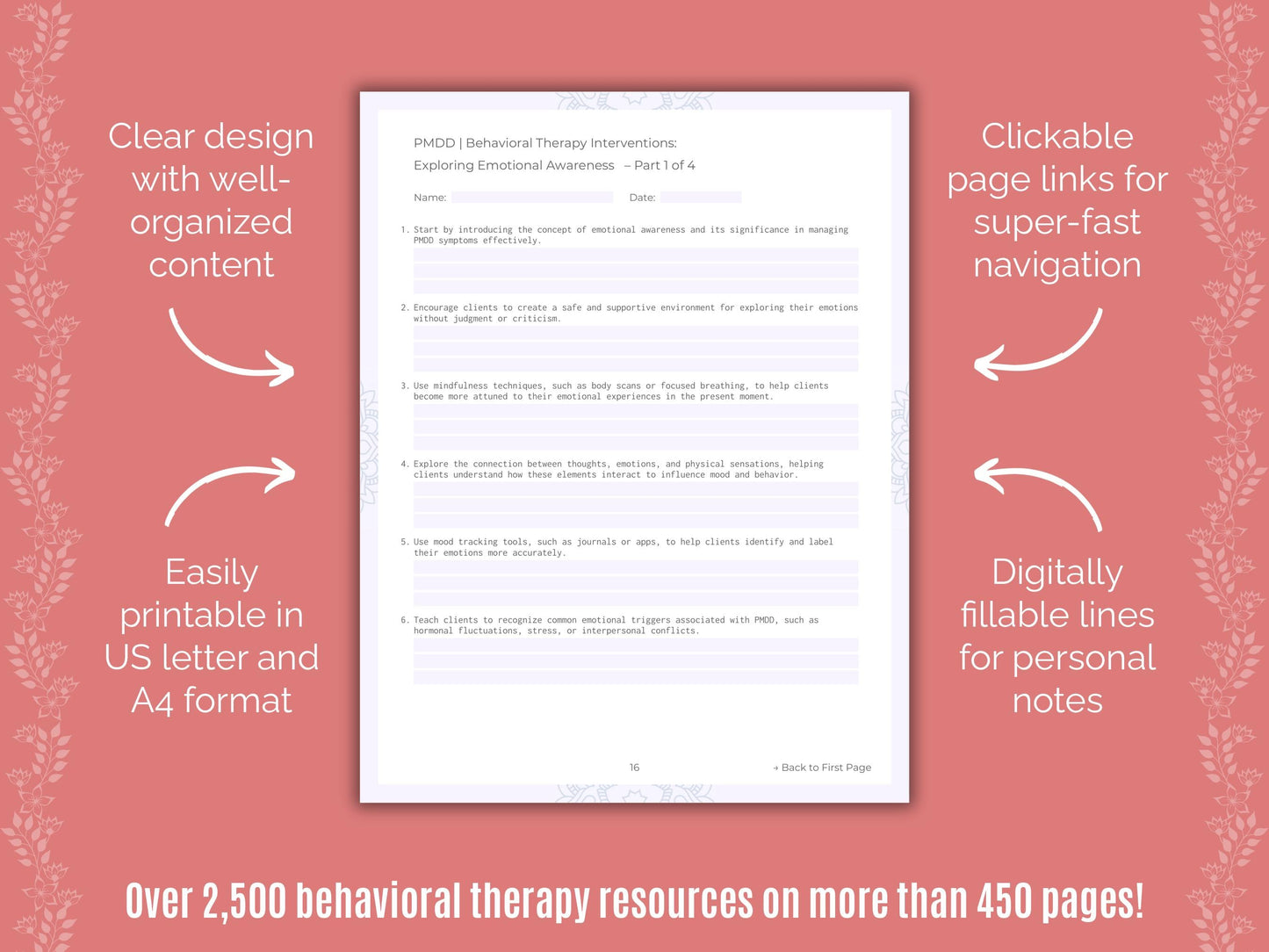 Premenstrual Dysphoric Disorder Behavioral Therapy Counseling Templates