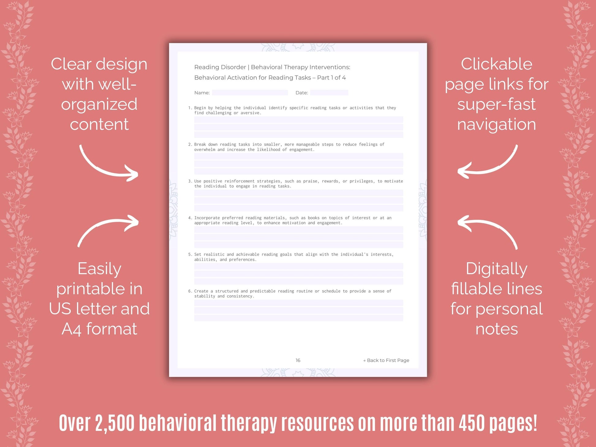 Reading Disorder Behavioral Therapy Counseling Templates