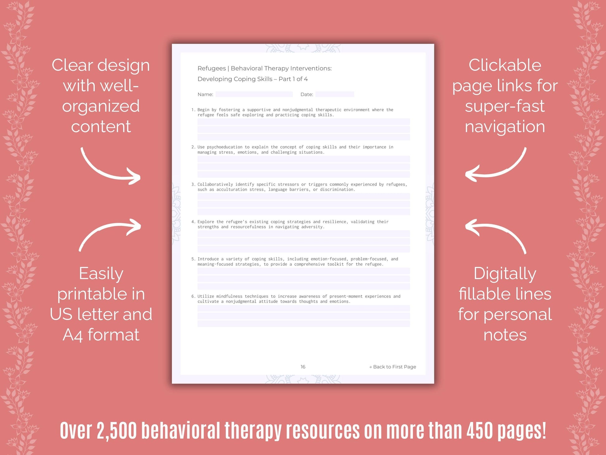 Refugees Behavioral Therapy Counseling Templates