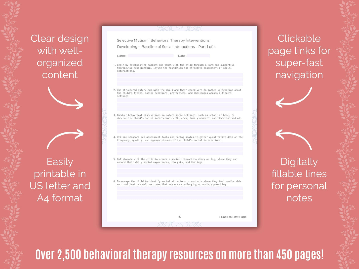 Selective Mutism Behavioral Therapy Counseling Templates