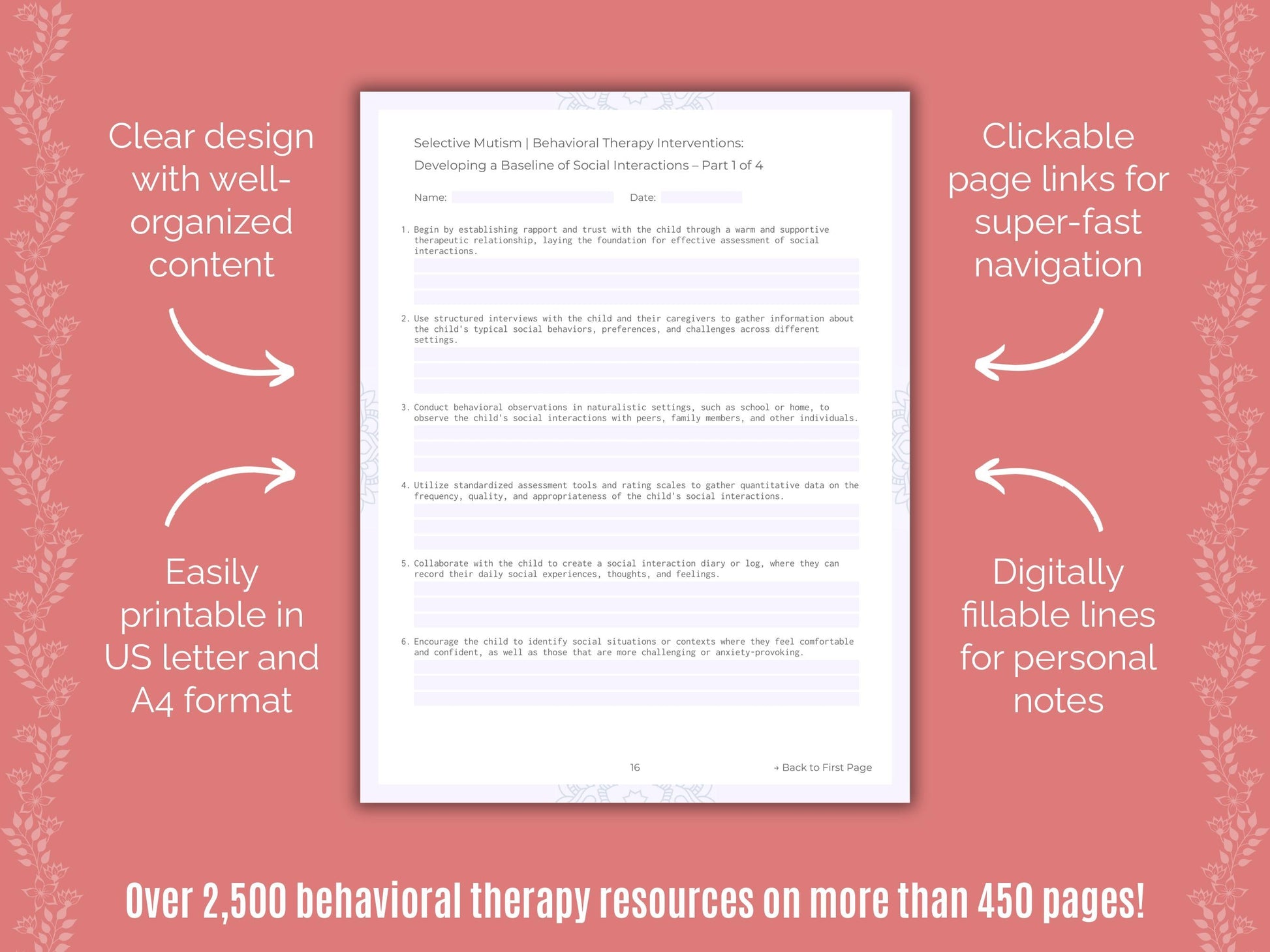 Selective Mutism Behavioral Therapy Counseling Templates