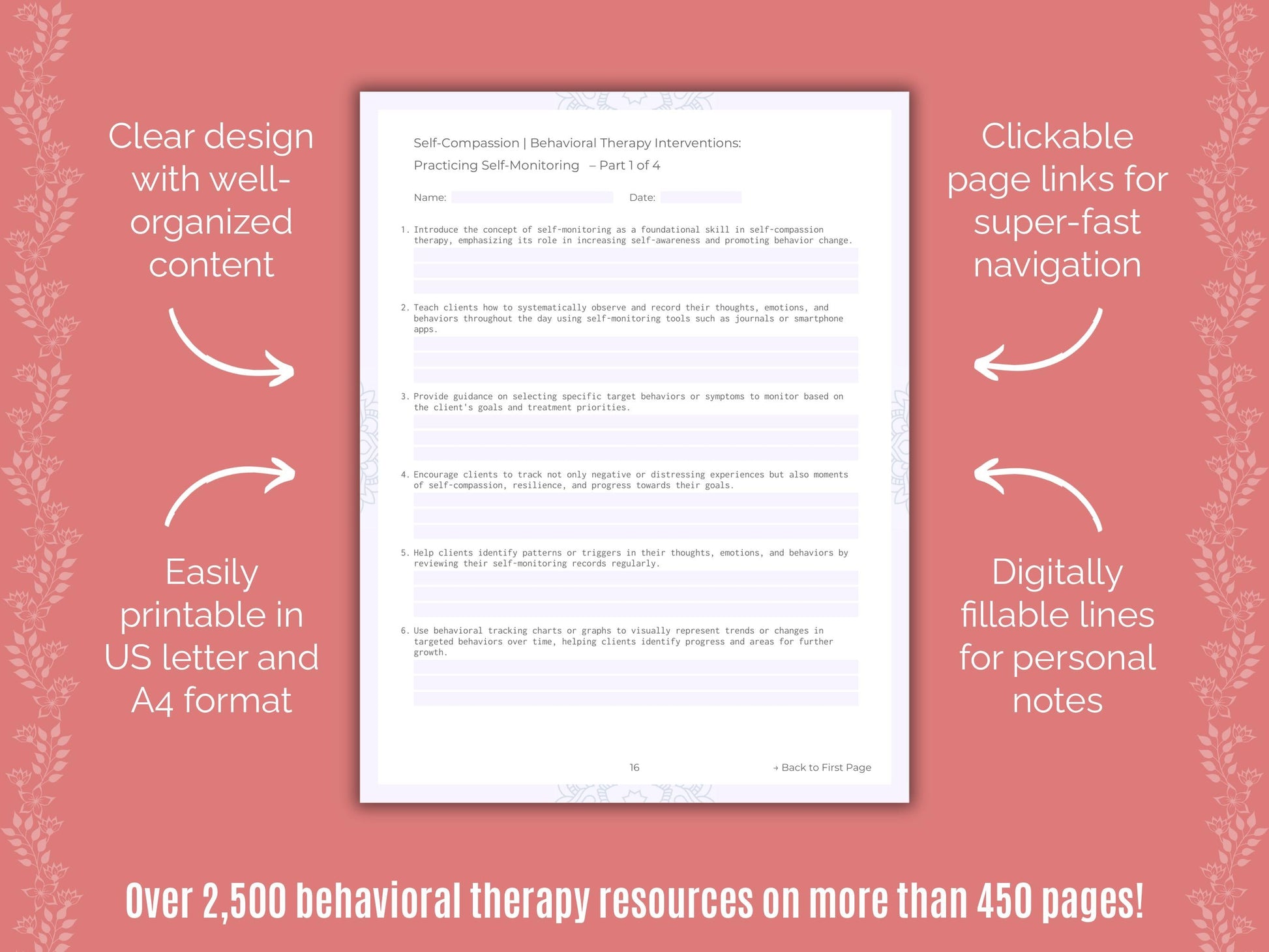 Self-Compassion Behavioral Therapy Counseling Templates