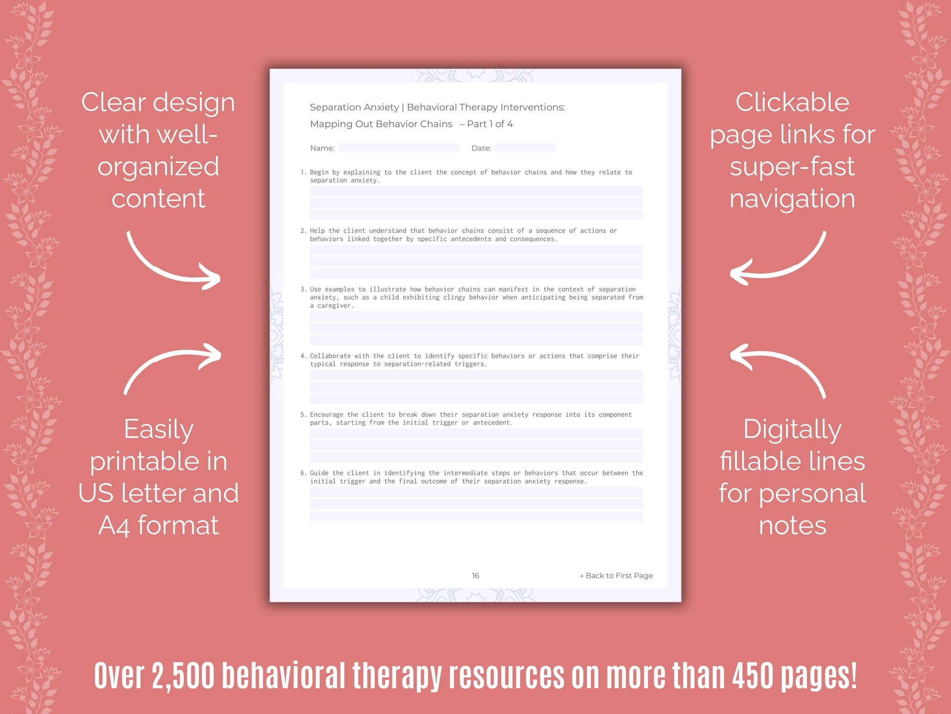 Separation Anxiety Behavioral Therapy Counseling Templates