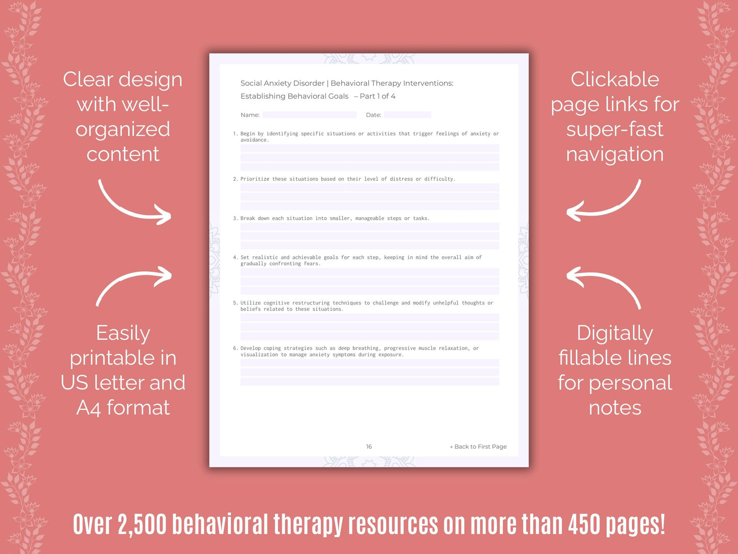 Social Anxiety Disorder Behavioral Therapy Counseling Templates