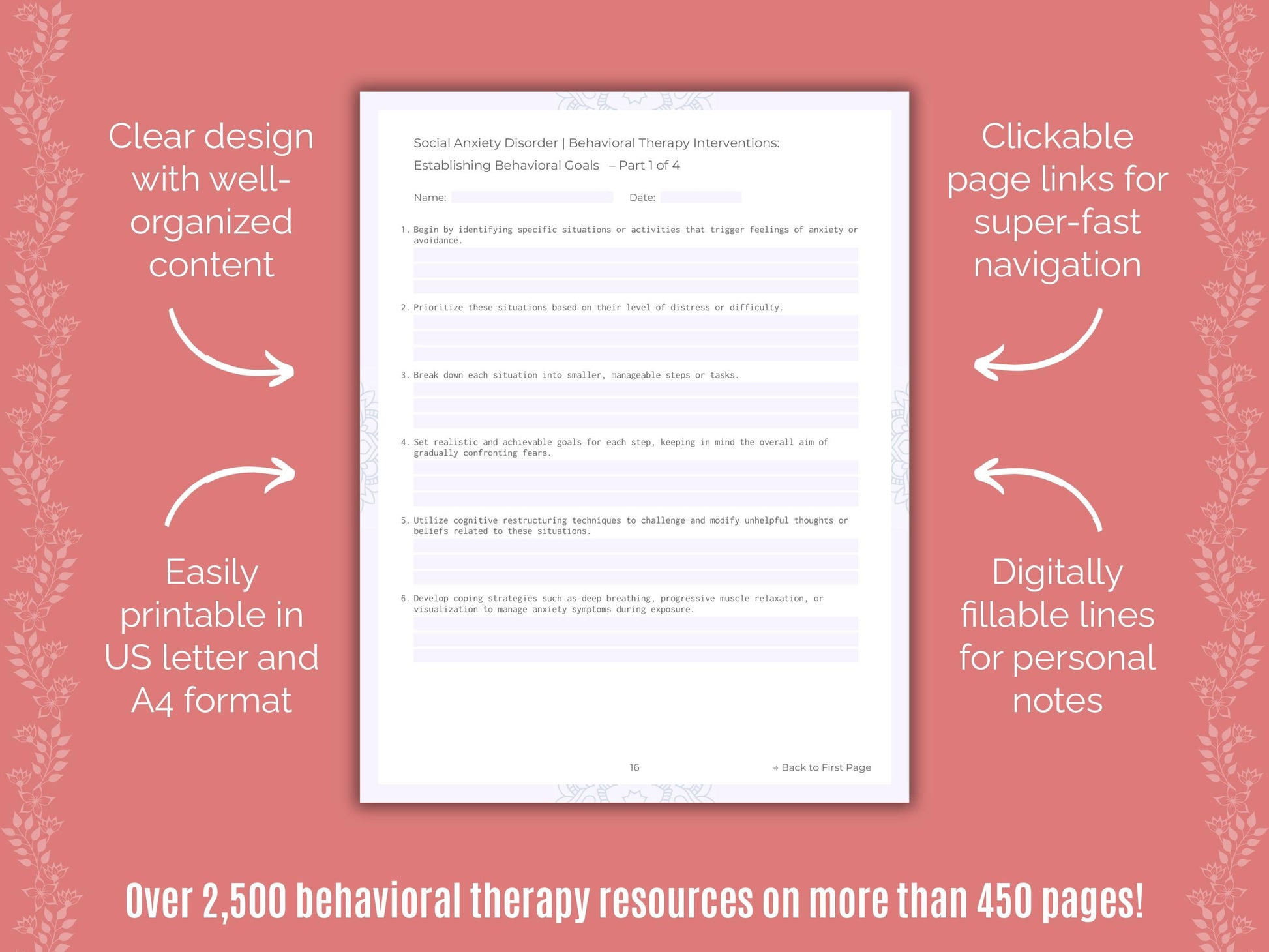 Social Anxiety Disorder Behavioral Therapy Counseling Templates