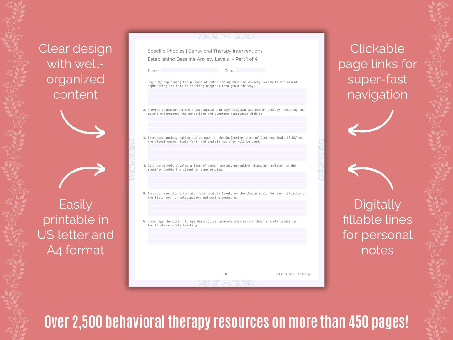 Specific Phobias Behavioral Therapy Counseling Templates